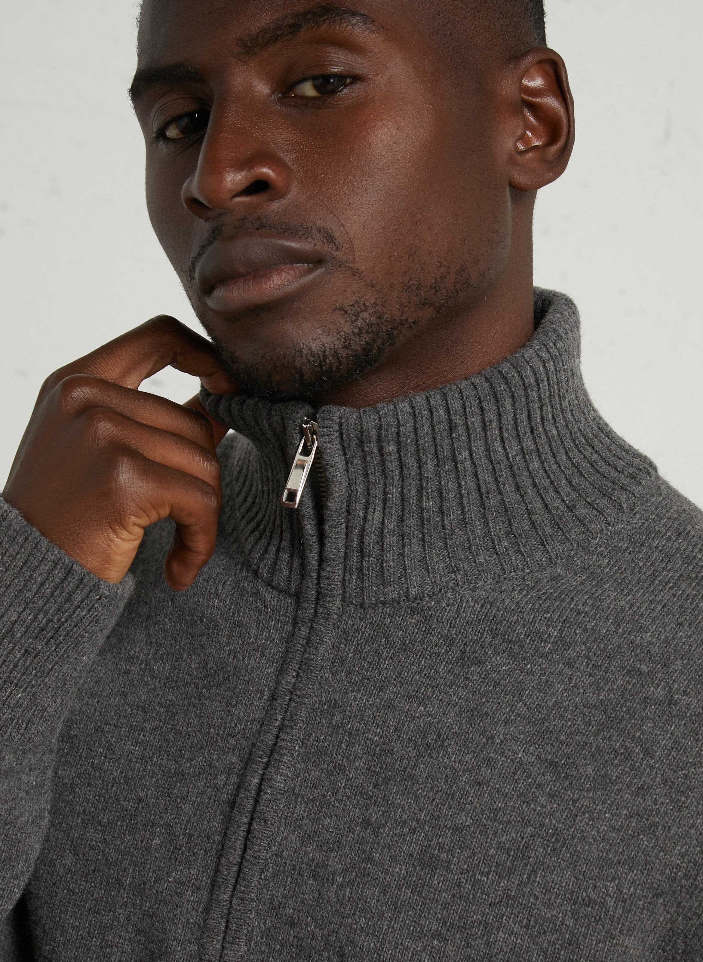 Pull droit col cheminé en laine mélangée AU PRINTEMPS PARIS Gris