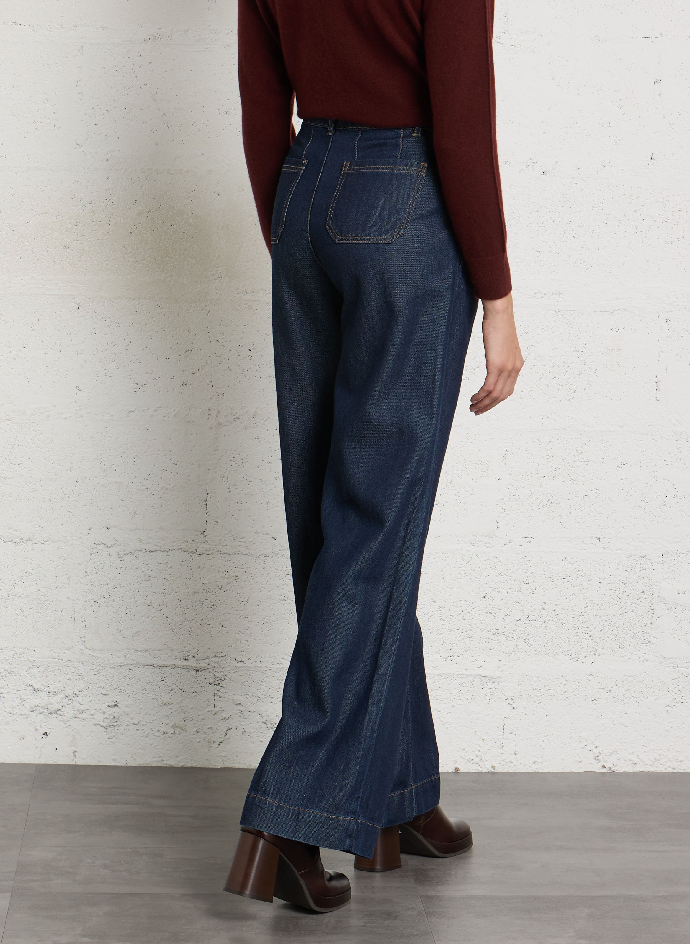 Pantalon large denim  MAISON 123 Bleu