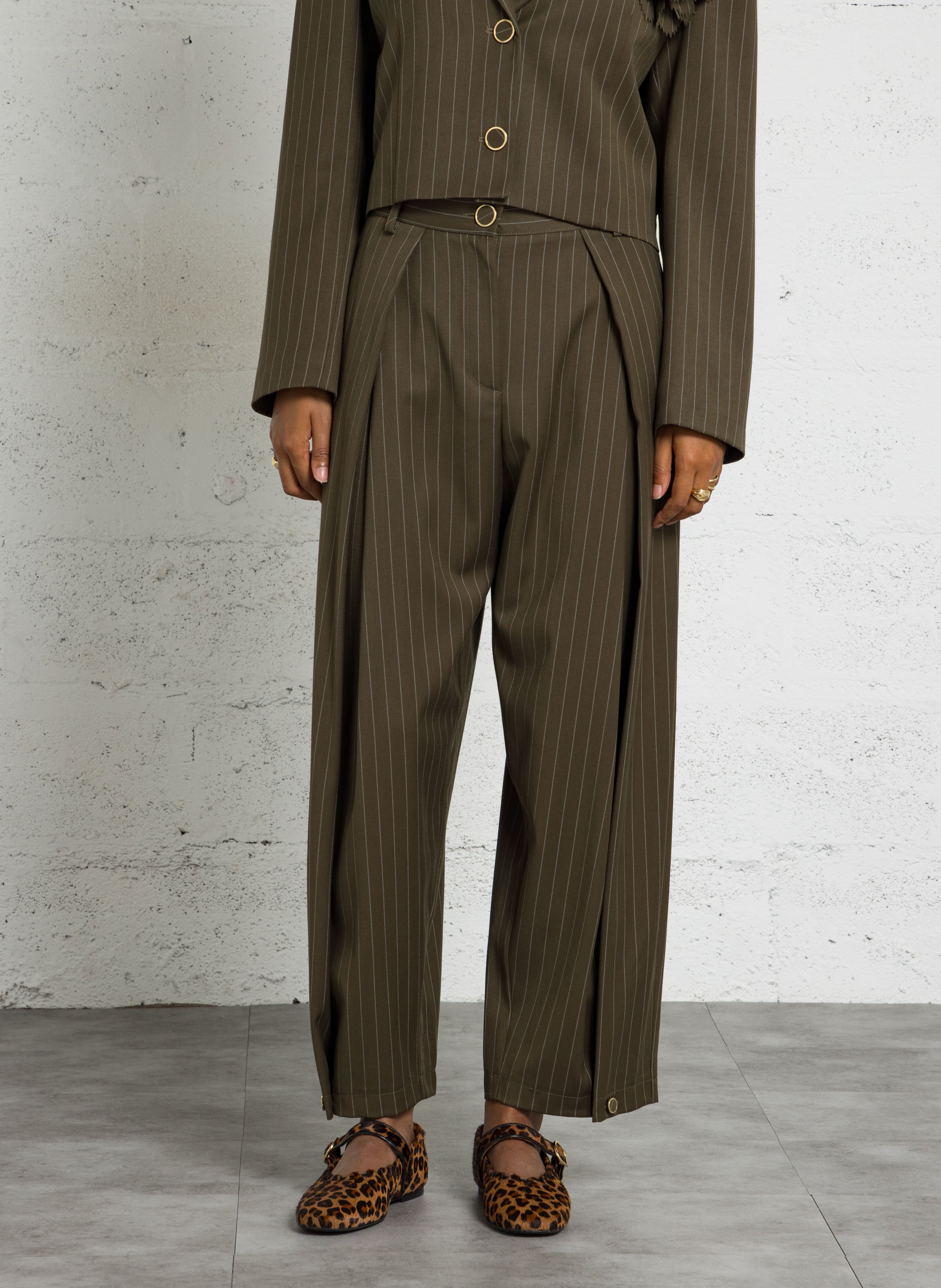 Weite Streifenhose IMPERIAL Grun