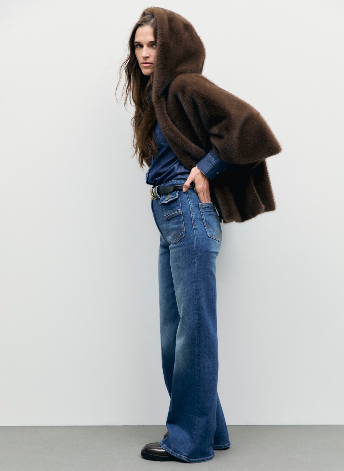 Oversized hooded cape GERARD DAREL Brown