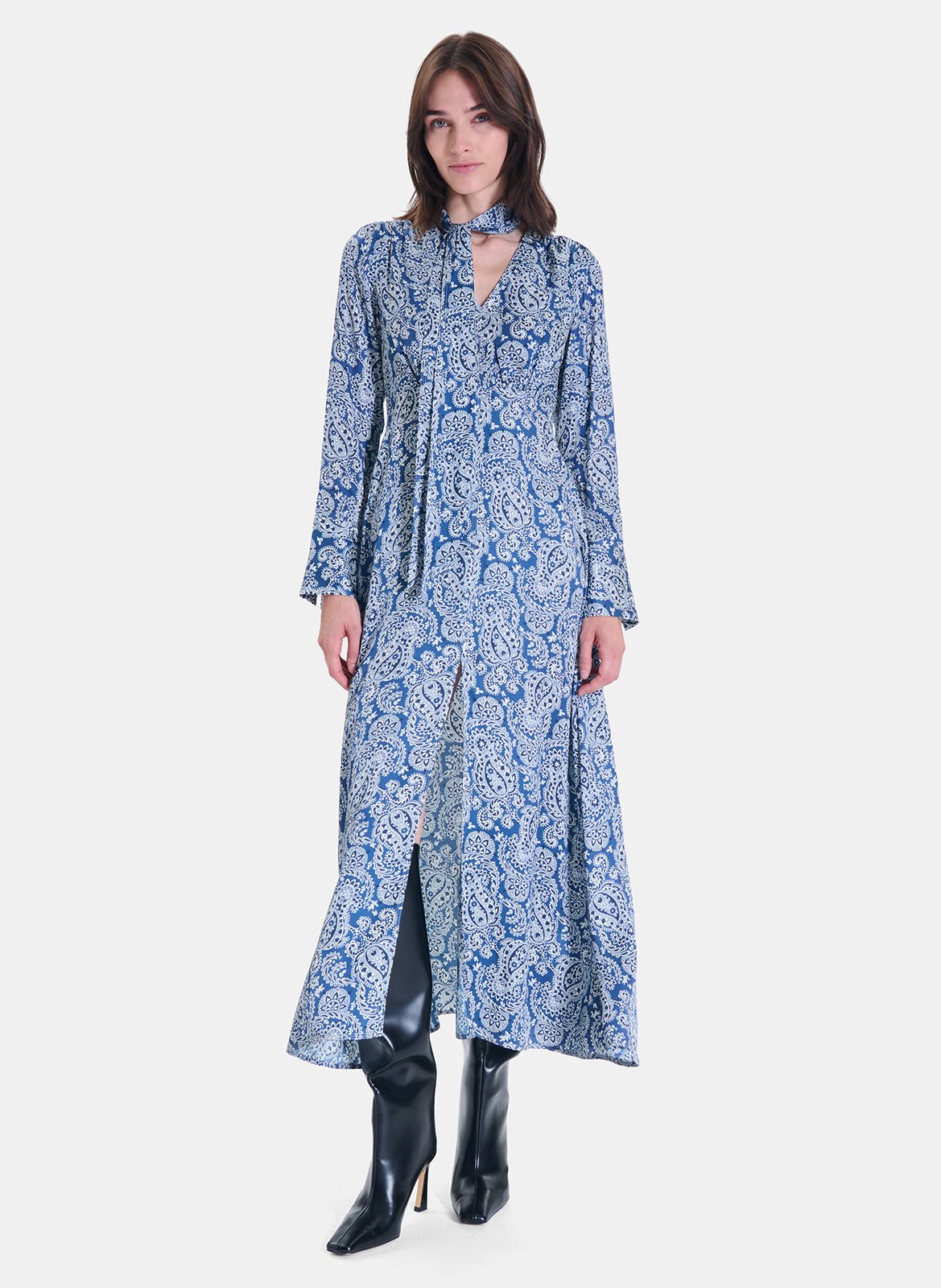 Flowy Printed Loose Dress ZAPA Blue