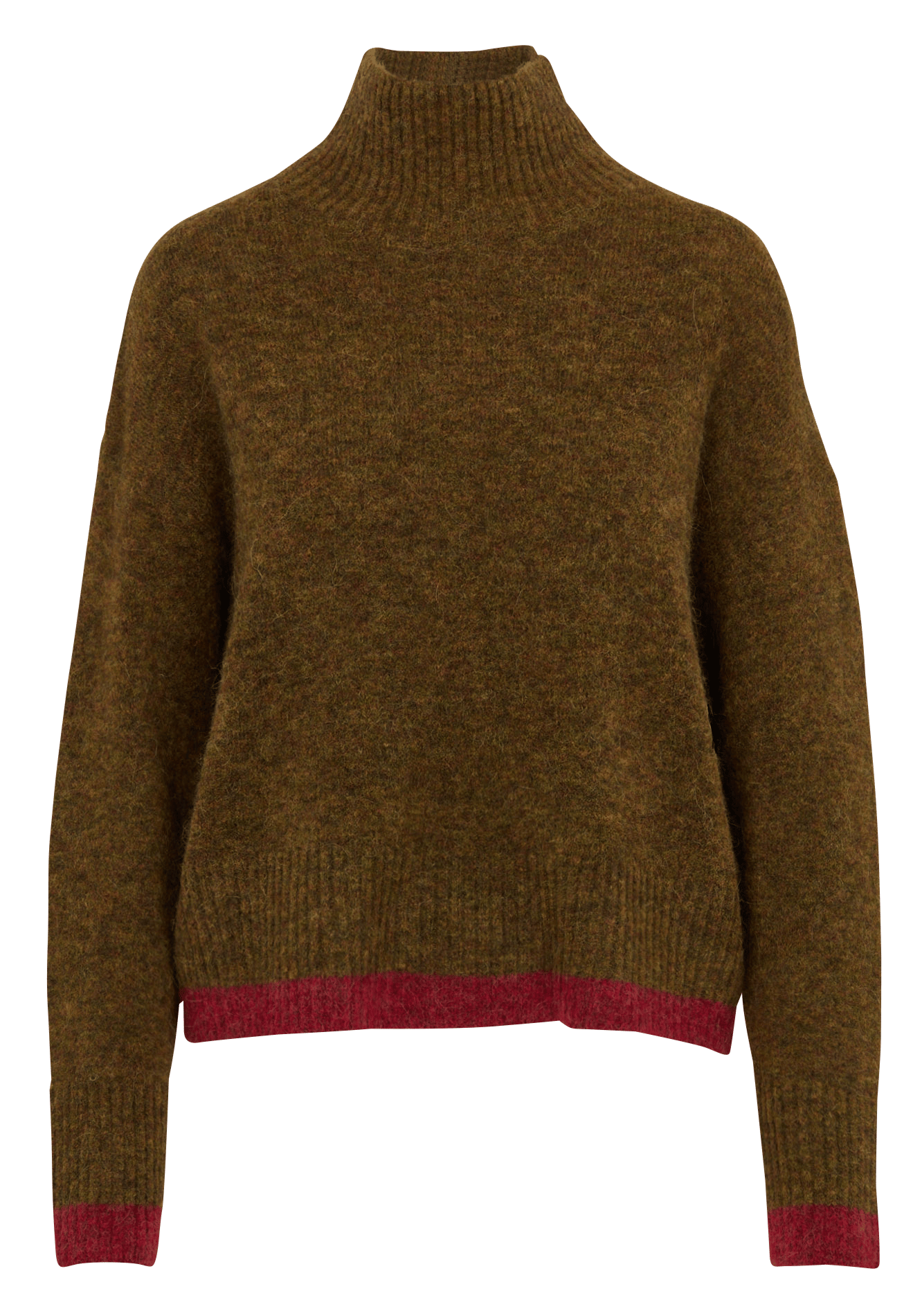 Pull ample col montant en laine mélangée MKT Kaki