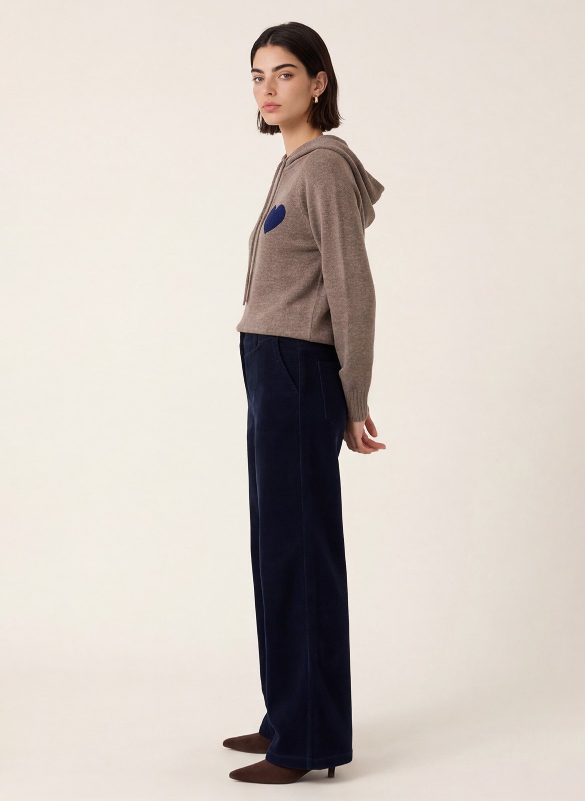 Pull à capuche droit en laine mélangée KOOKAI Marron