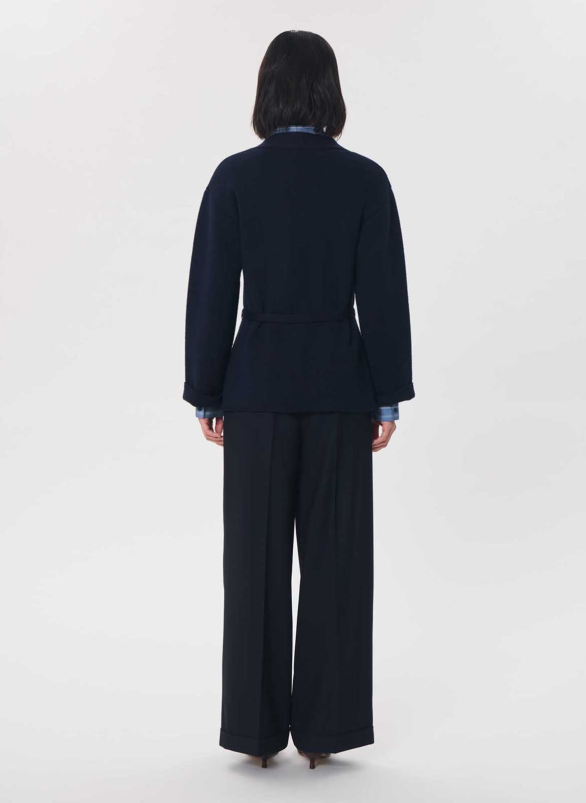 Lange Wickelstrickjacke aus Wollmischung TARA JARMON Blau