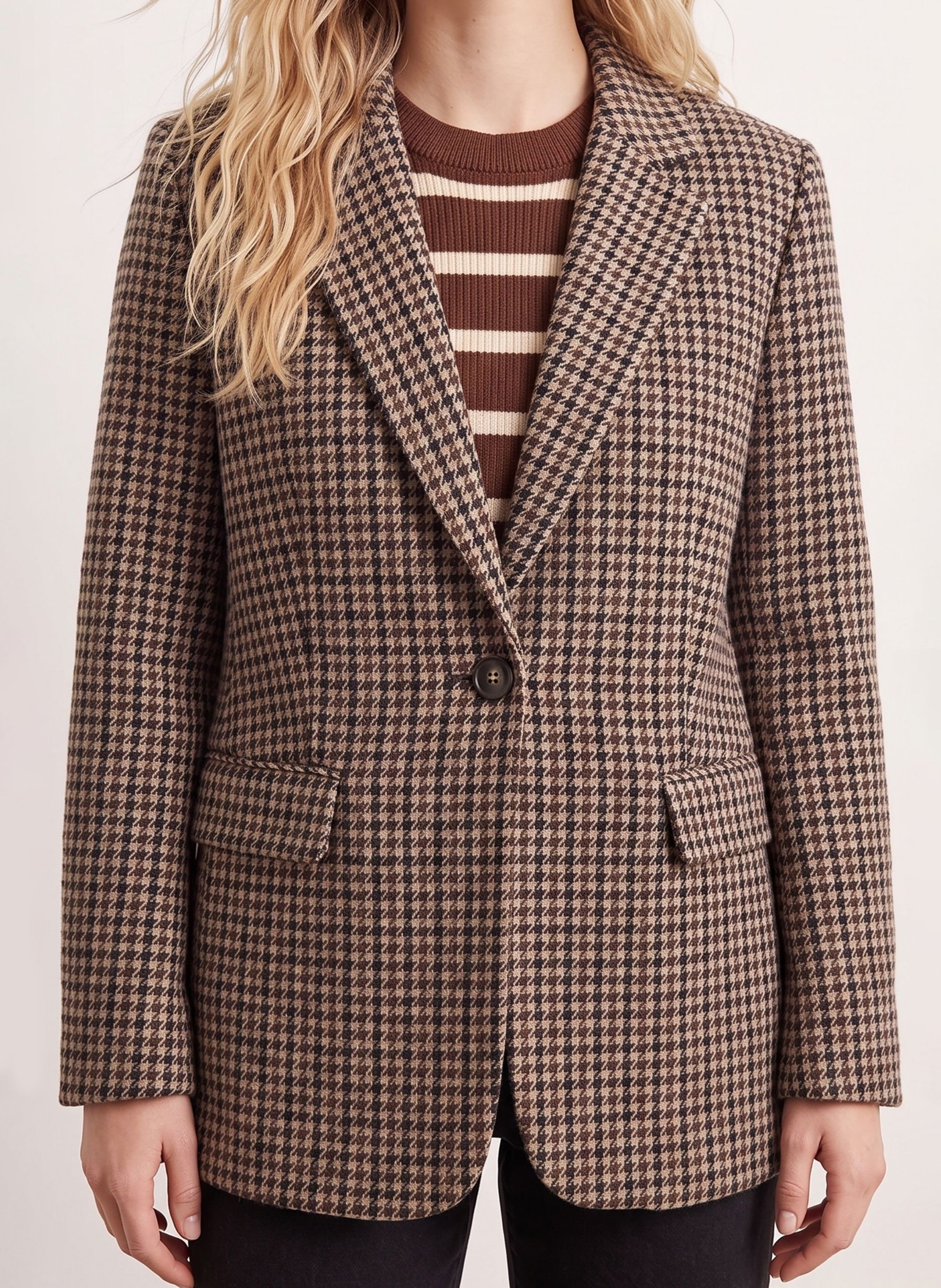 Blazer droit à carreaux KOOKAI Marron