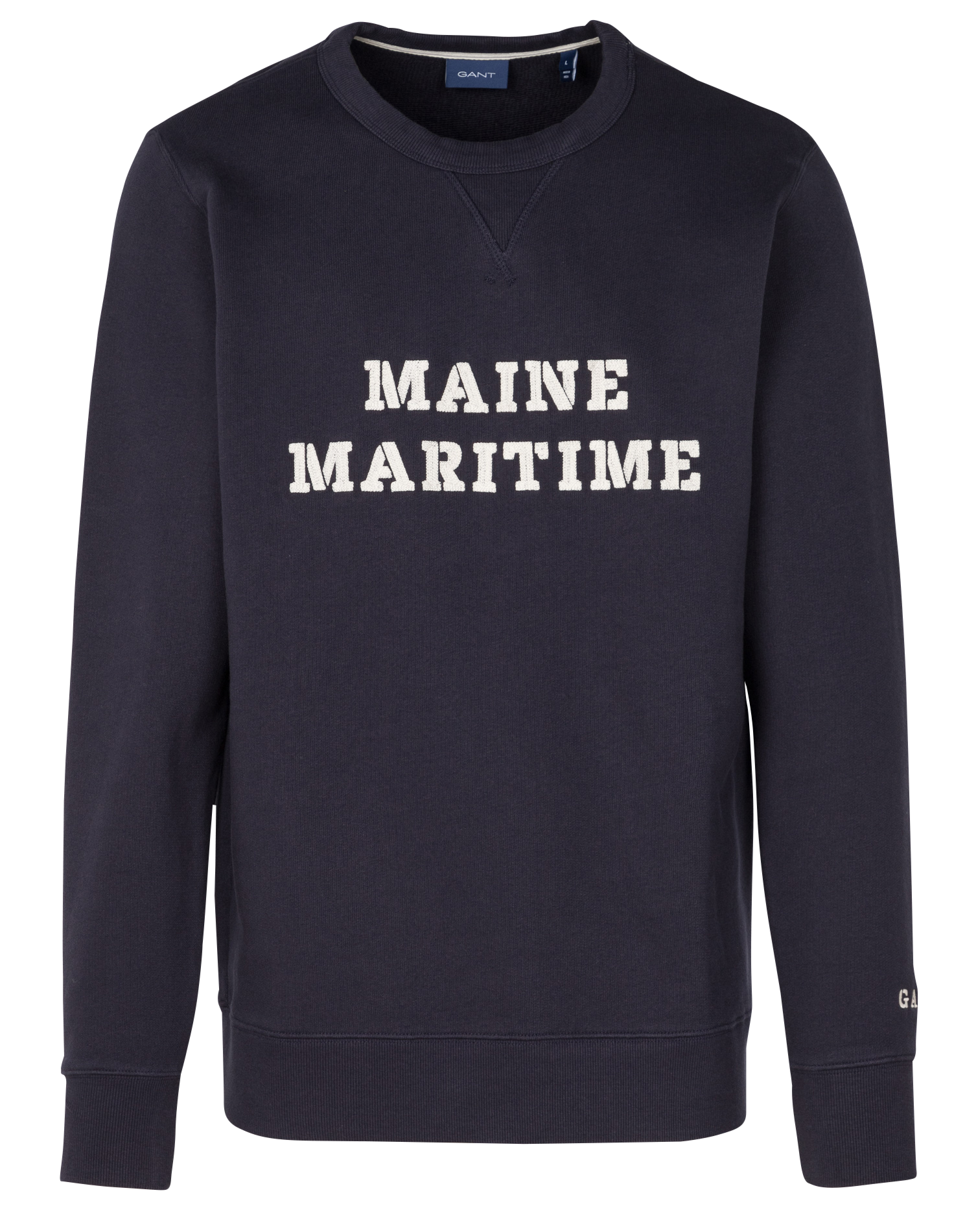 Rundhals-Sweatshirt aus Baumwolle mit Stickerei, Regular Fit GANT Blau