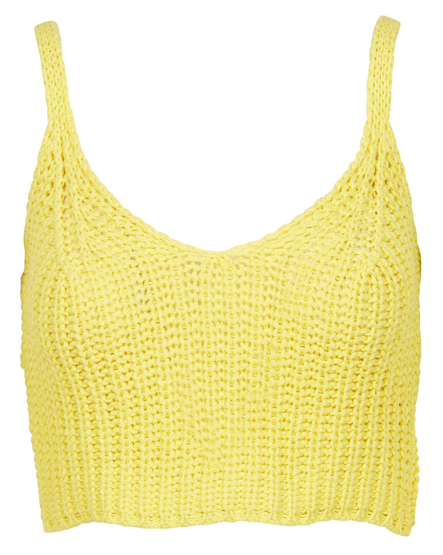 Top court tricot col V en coton mélangé  DR BLOOM Jaune