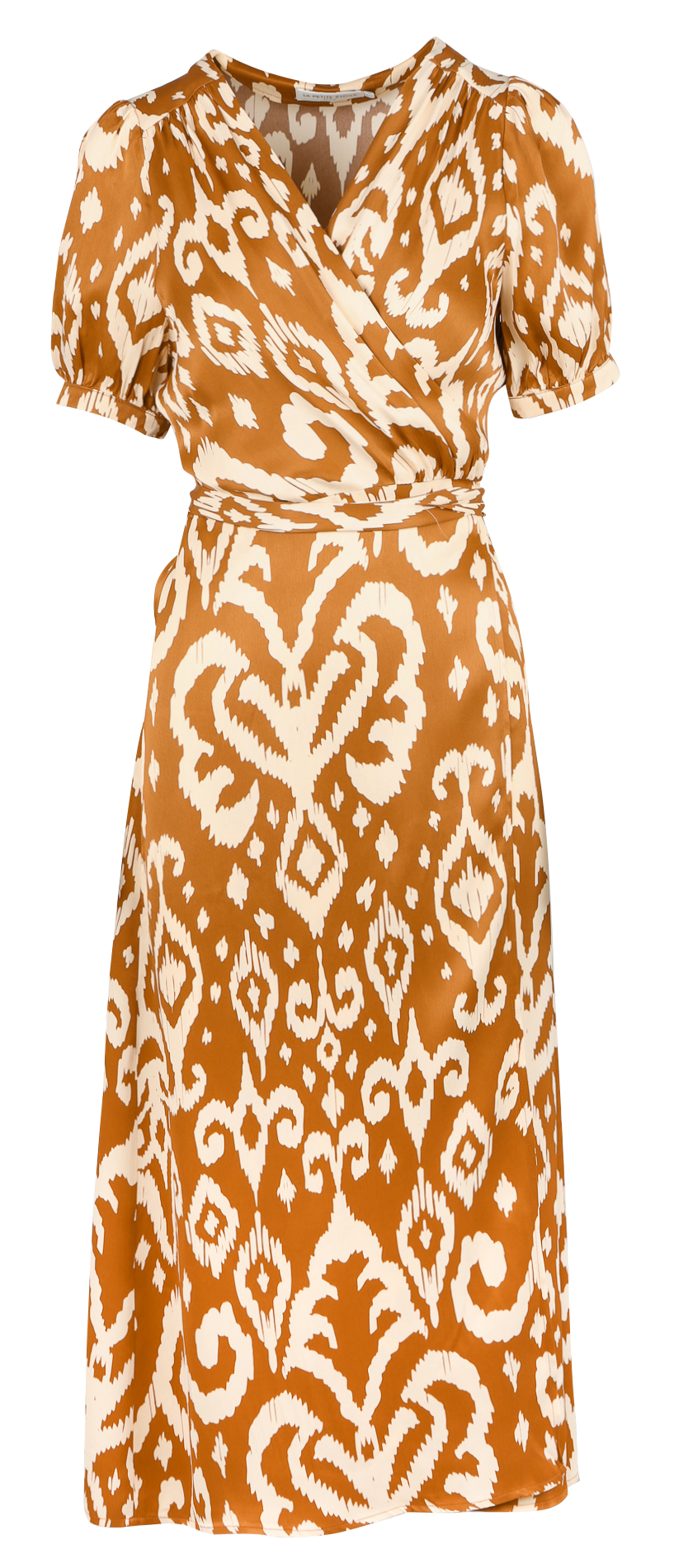 Lange wikkeljurk met print LA PETITE ETOILE Bruin
