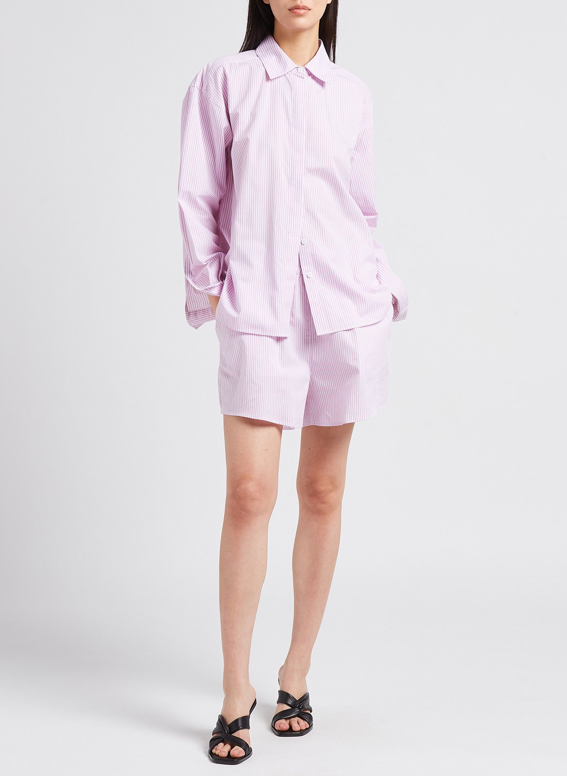 Short large en coton rayé TWINSET Violet