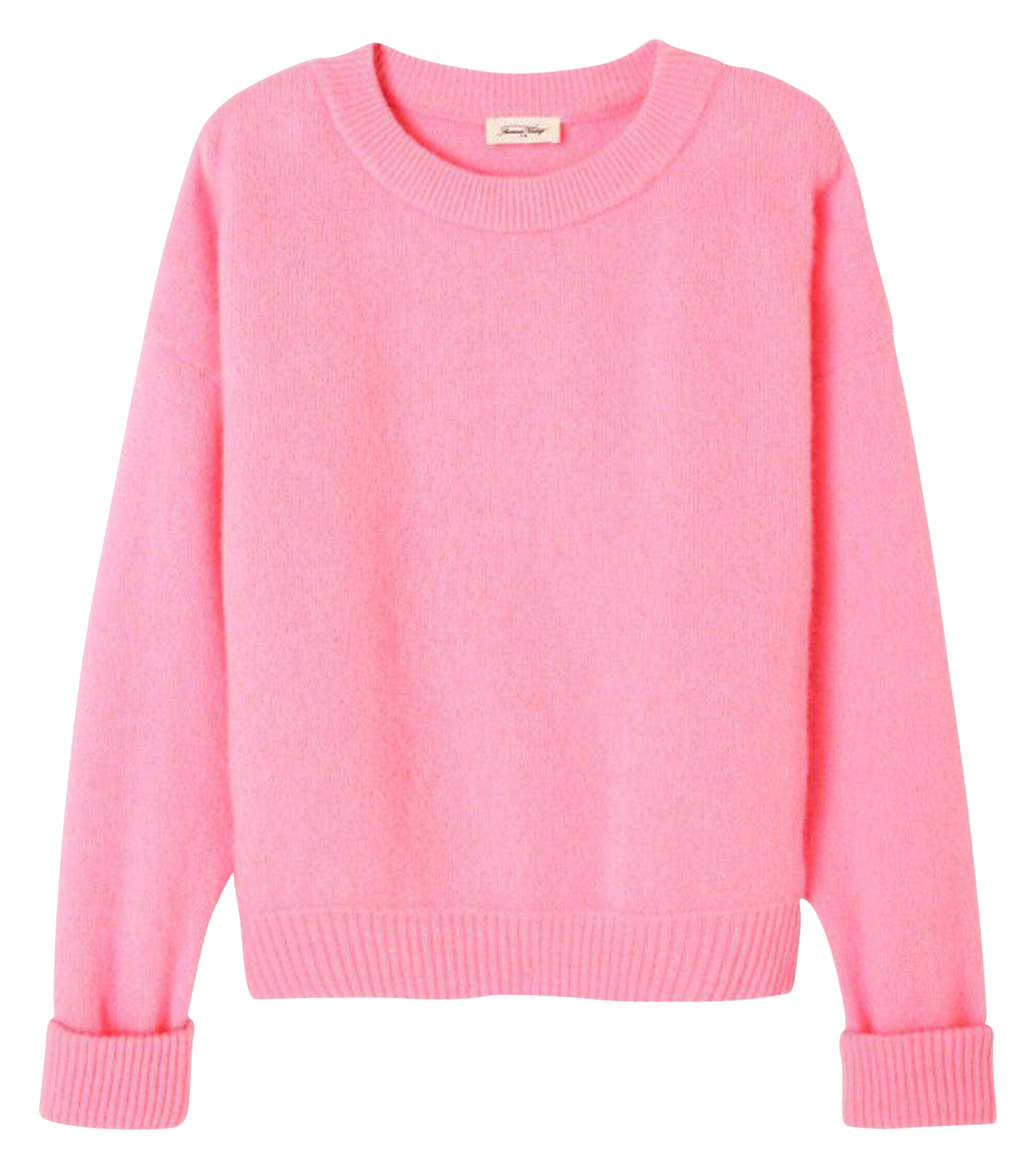 Pull ample col rond en laine mélangée VITOW Rose chine