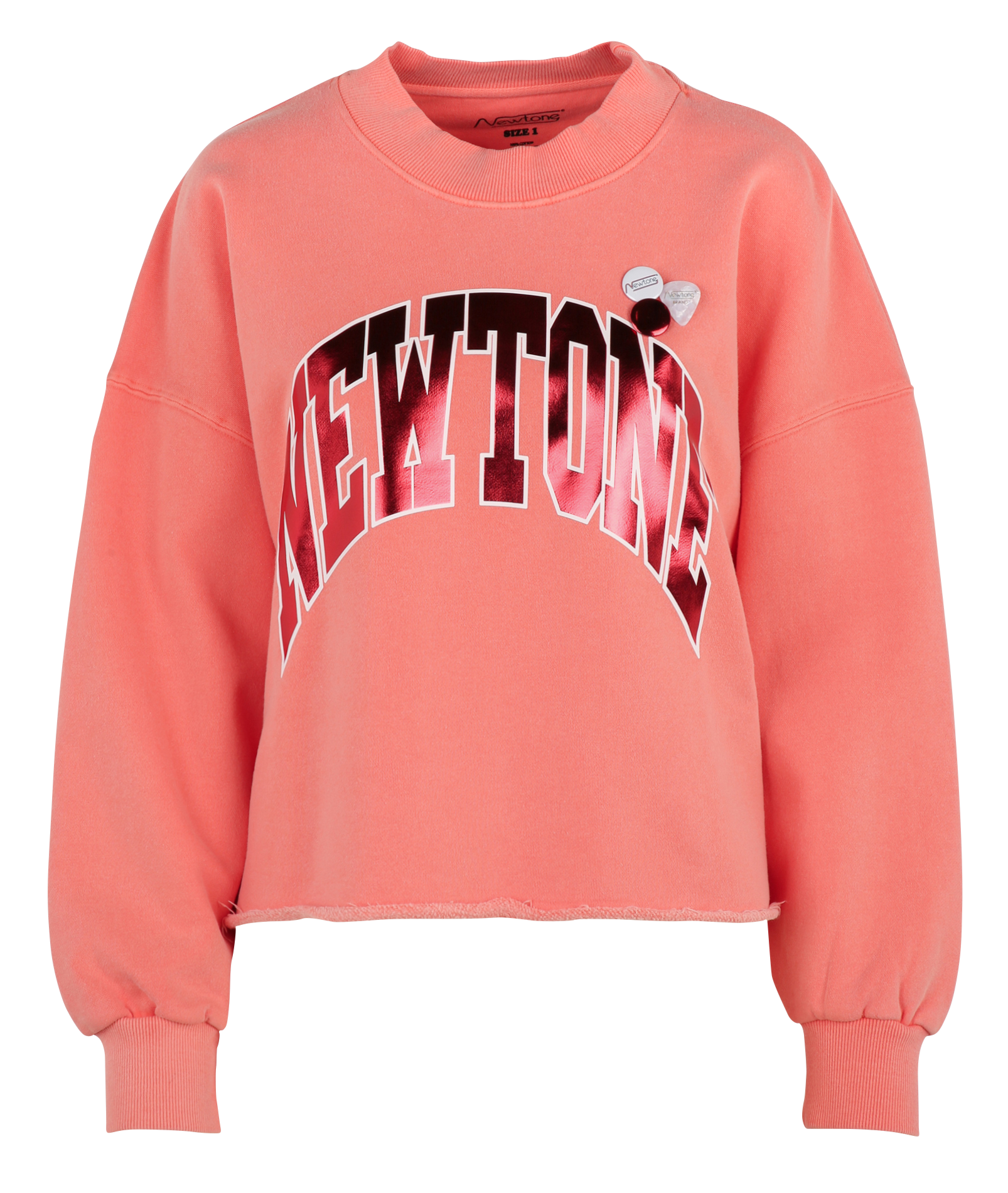 Kurzer bedruckter Baumwoll-Sweater Rosa