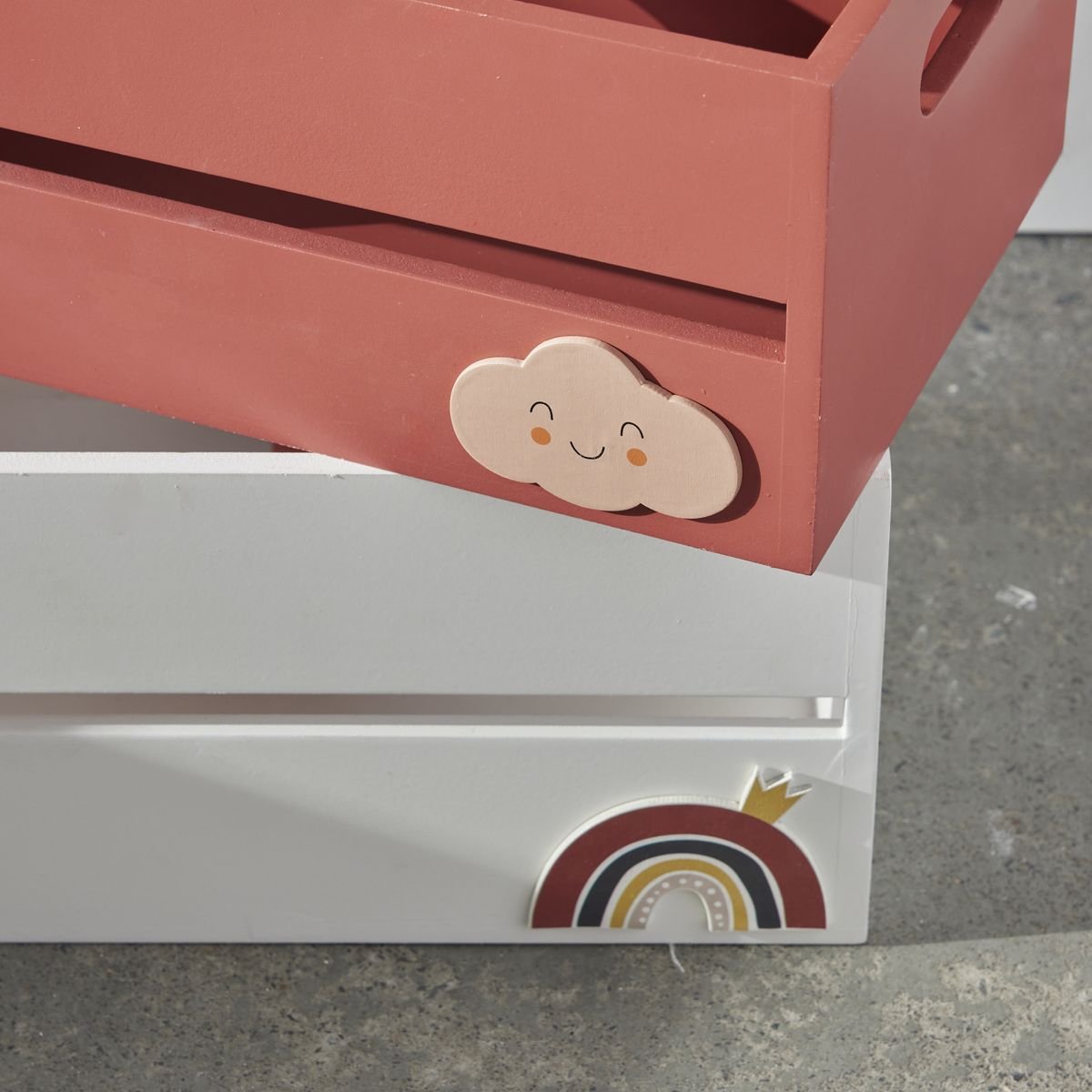 Set of 3 mdf crates FACTORY Pink