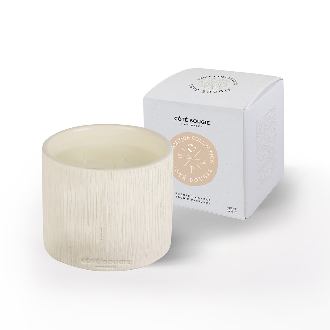 Bougie céramique striée blanche COTE BOUGIE Blanc