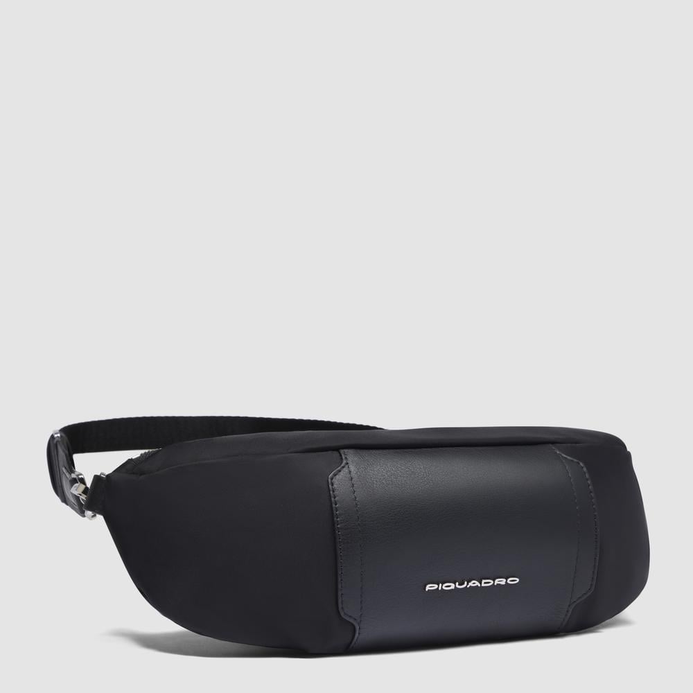 Sac banane pour femme en tissu recyclé et cuir PIQUADRO Black