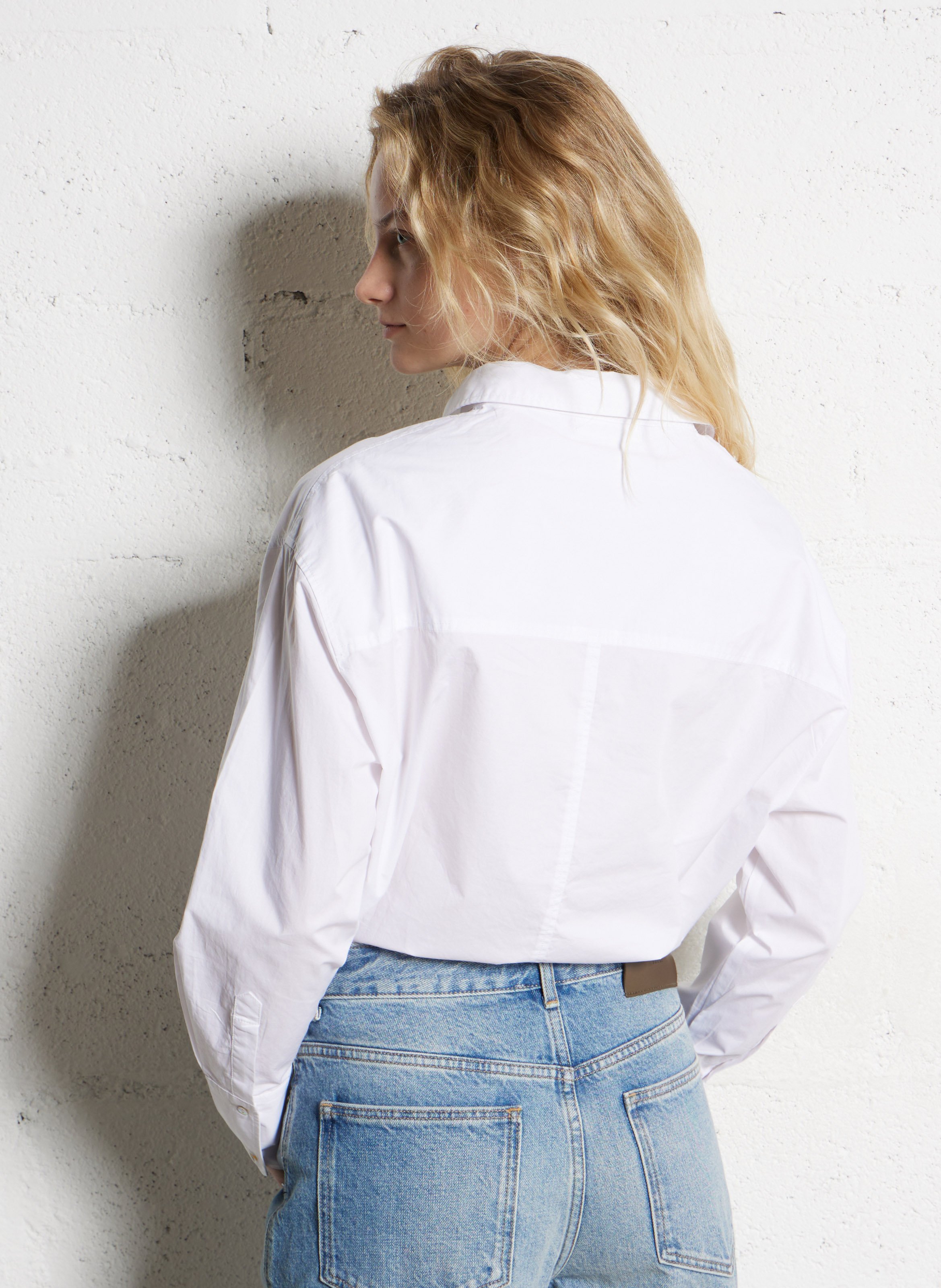 Rechte blouse van katoenpopeline met borduursel BELLA JONES Wit