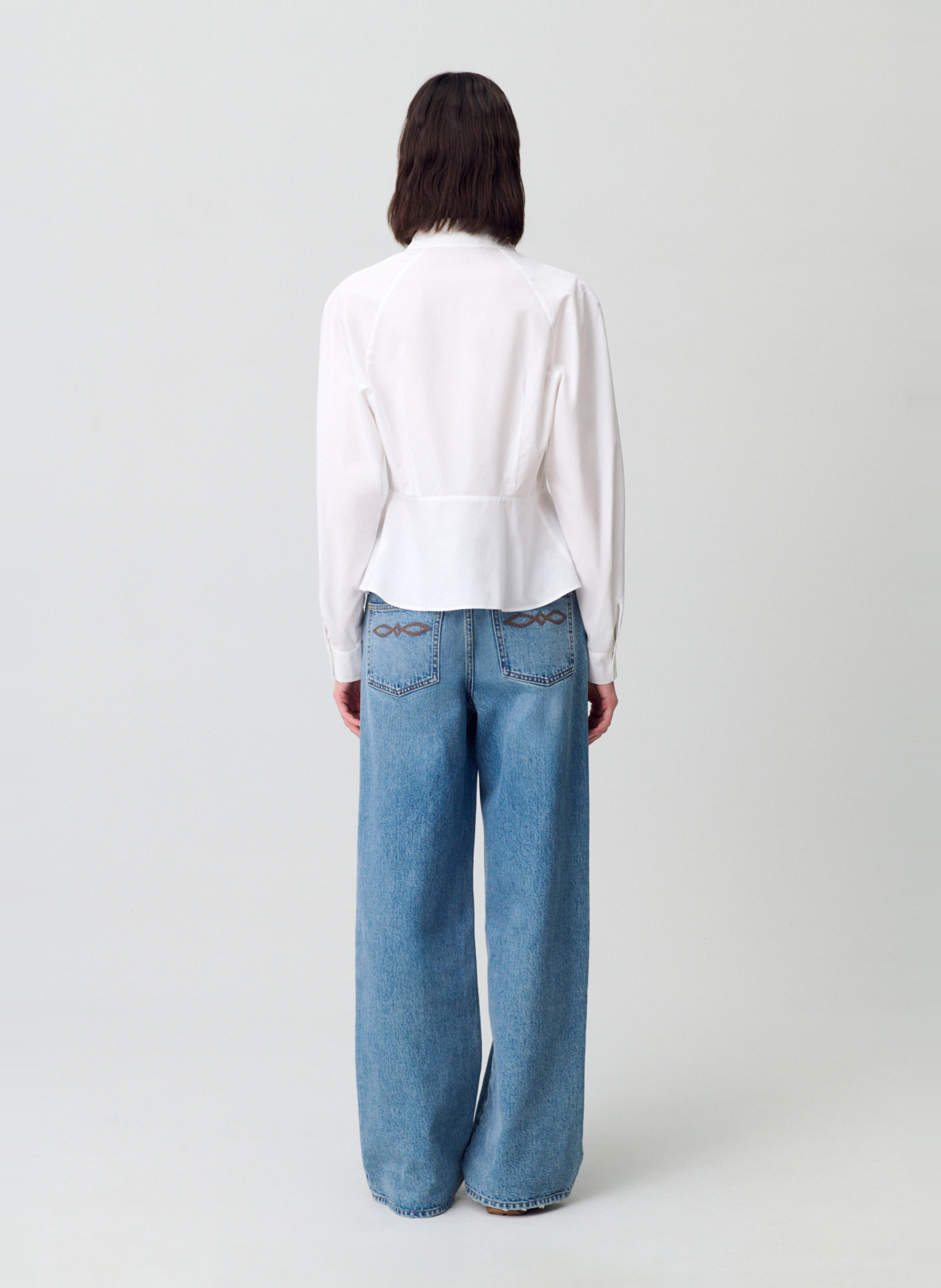 Cropped buttoned cotton shirt CLAUDIE PIERLOT White