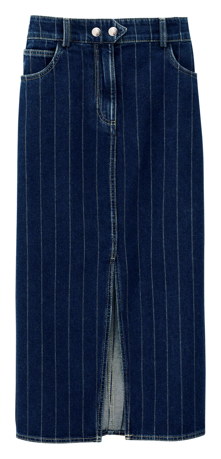 Jupe midi en coton rayé BA&SH Bleu