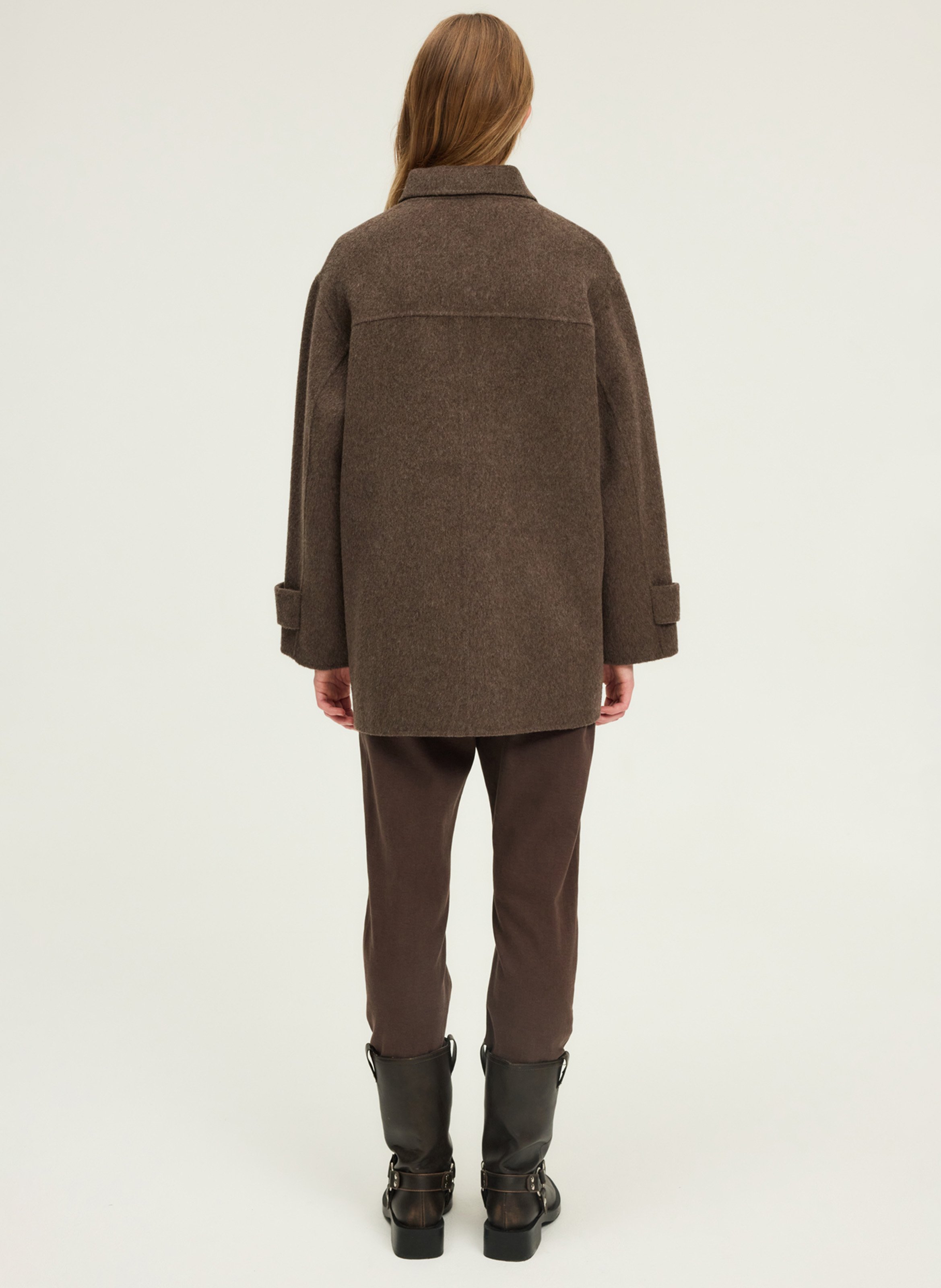 Solid color double-face wool coat PABLO Brown
