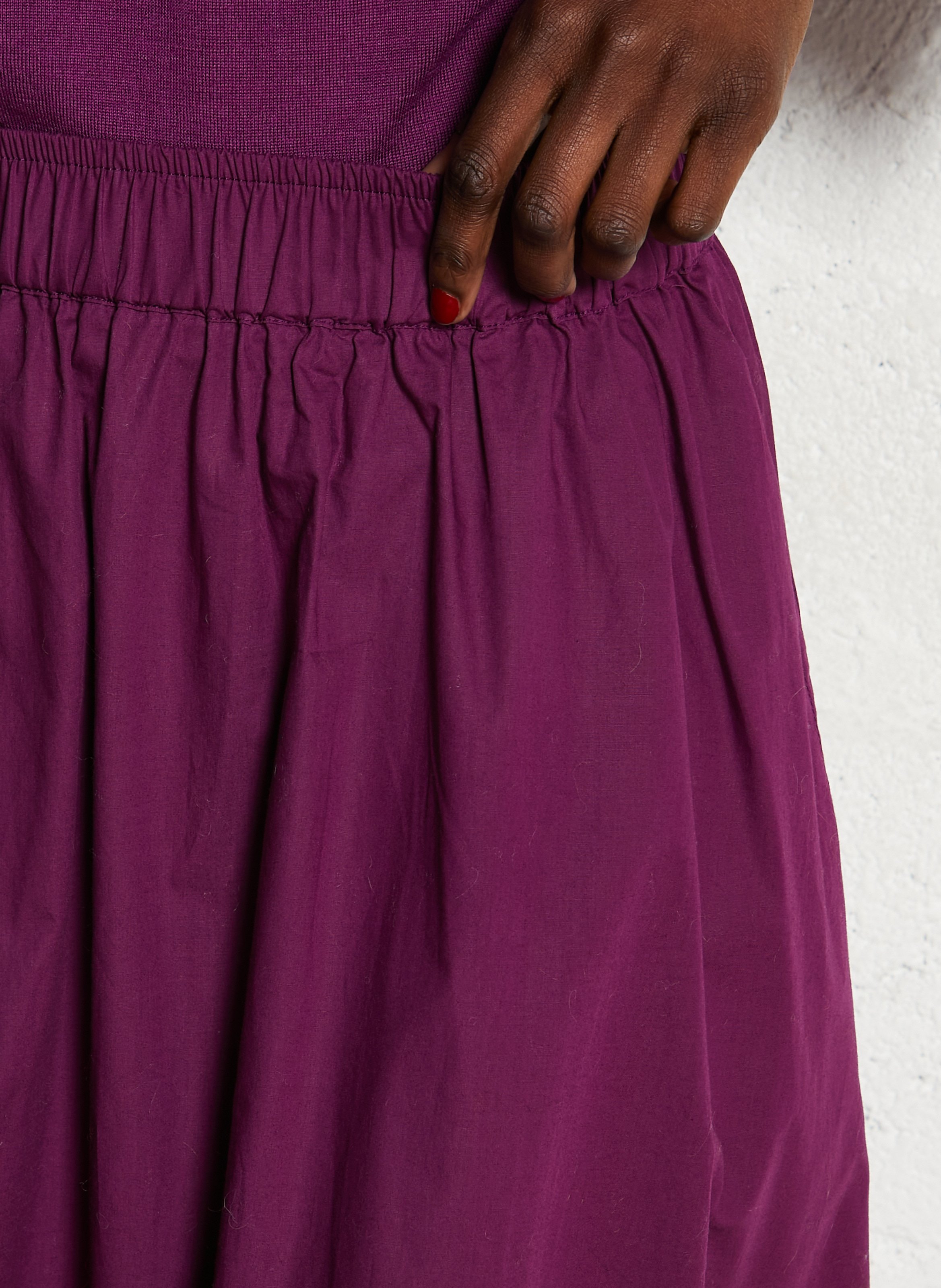 Flared midi skirt in solid cotton MAISON 123 Purple