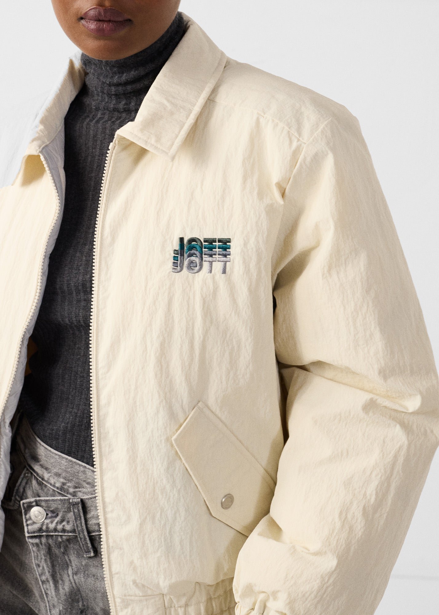 Natural/ice gray Becky bomber jacket JOTT White