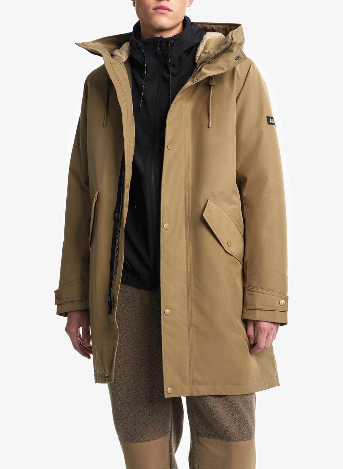 Parka droite mi-longue à capuche AIGLE Marron