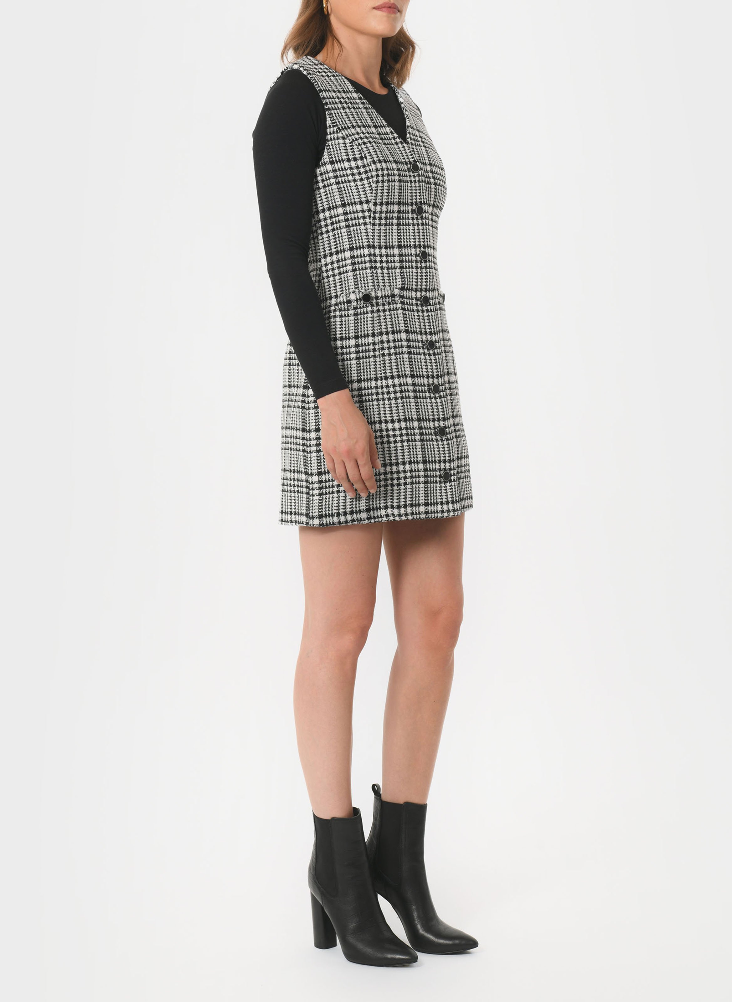 Korte jurk met V-hals en print KOOKAI Black