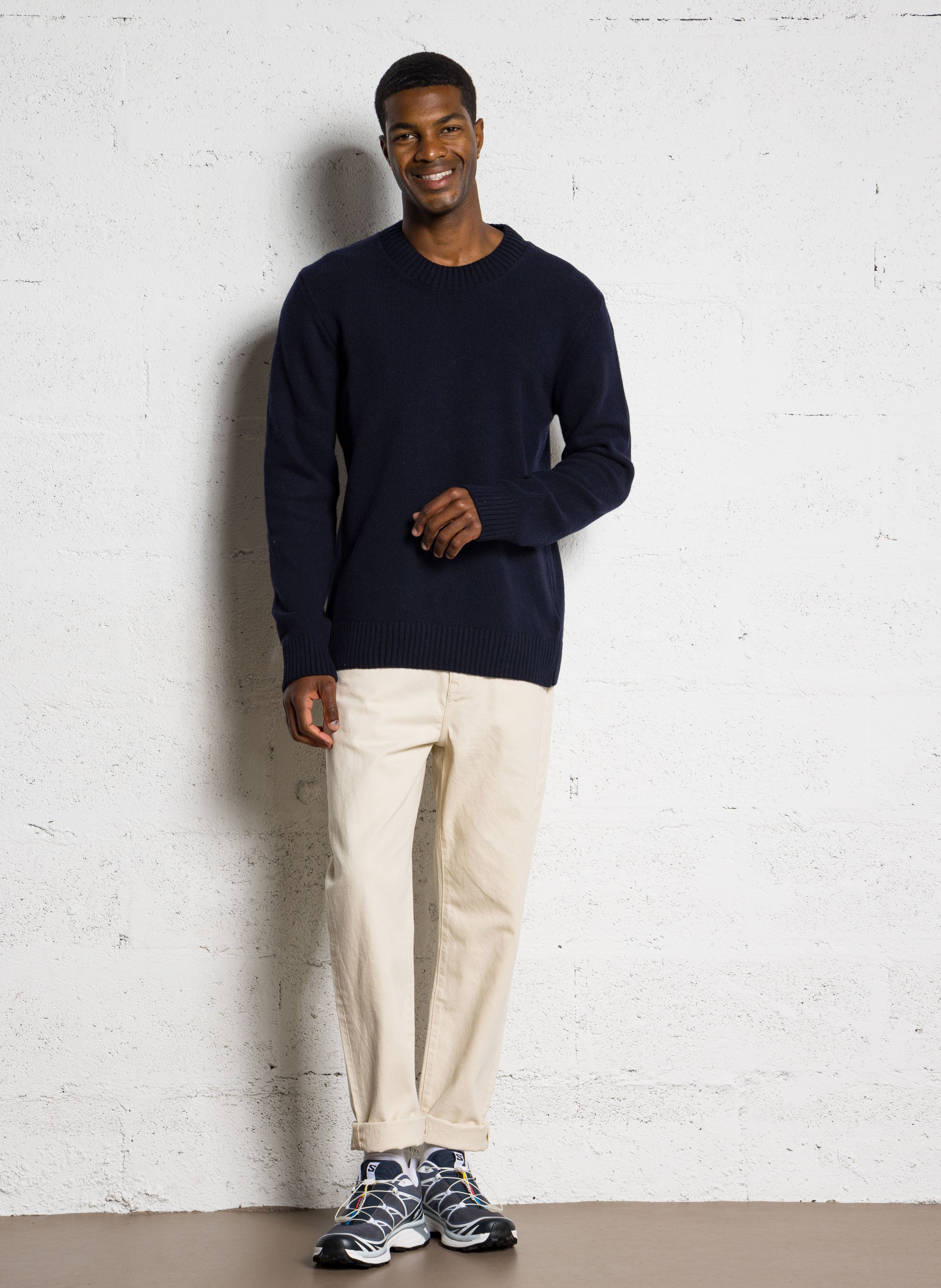 Round-neck wool-blend straight-cut sweater AU PRINTEMPS PARIS Blue