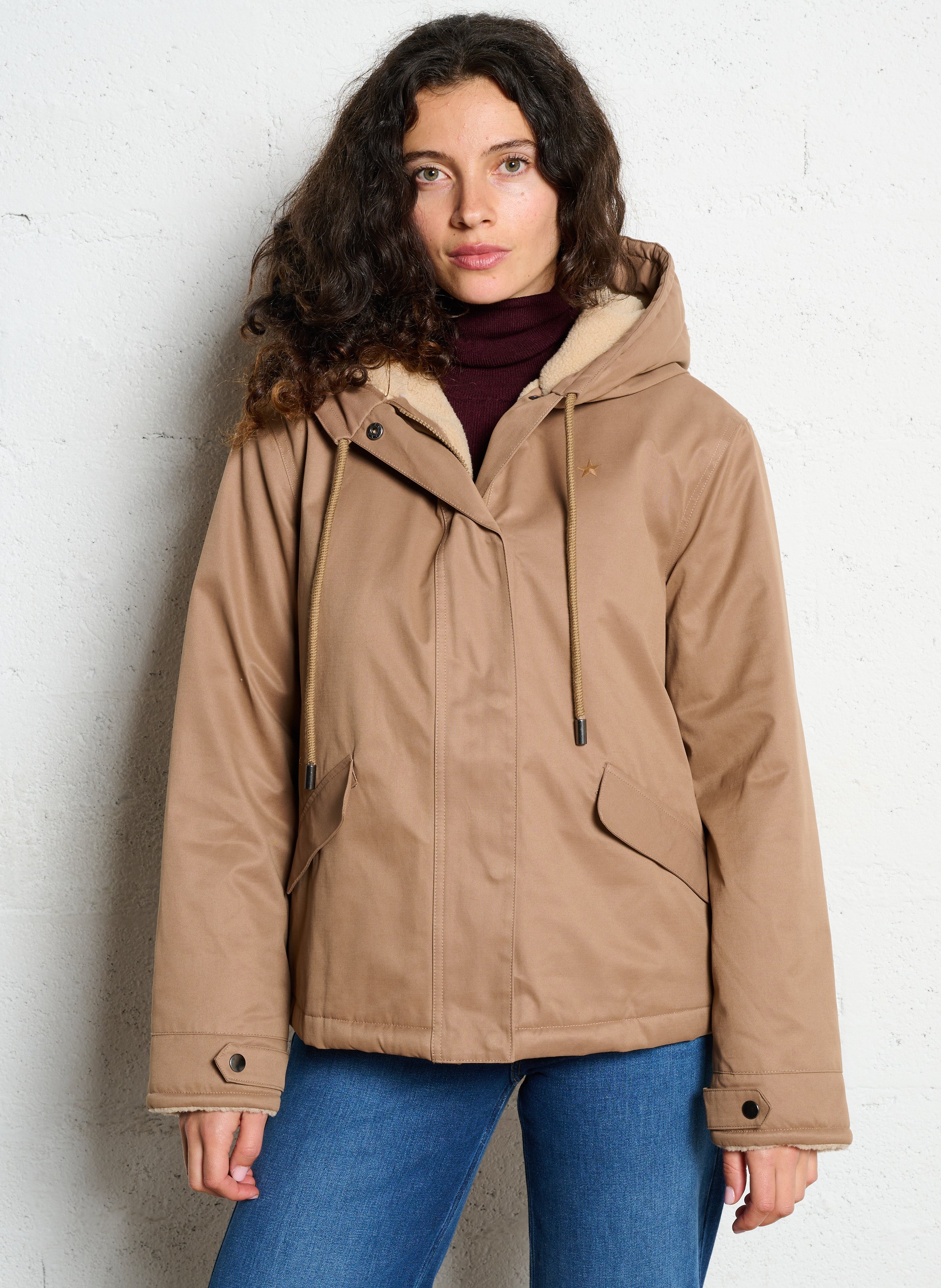 Blouson droit en coton mélangé SUD EXPRESS Beige