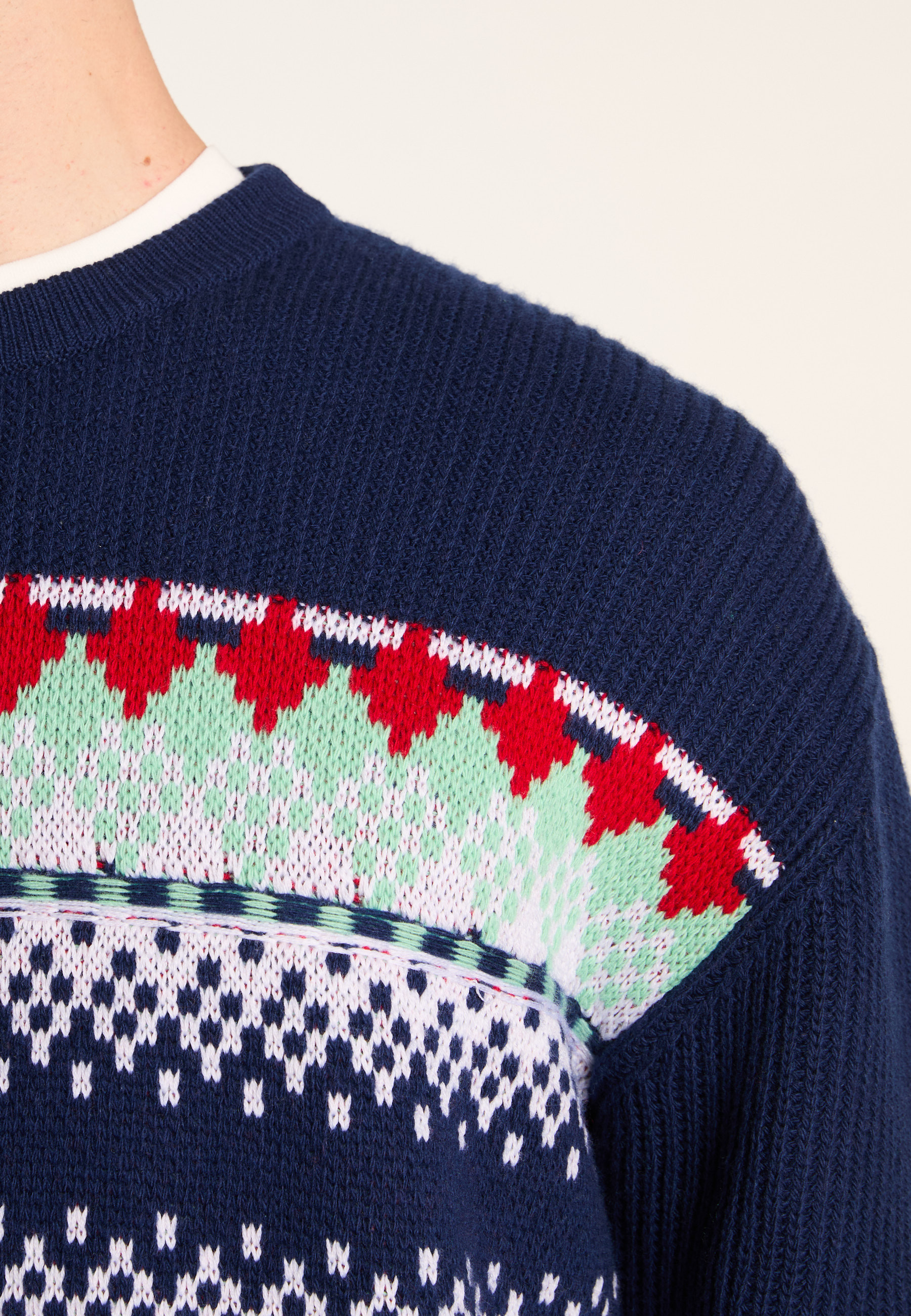 Merino wool patterned sweater MAISON MONTAGUT Blue