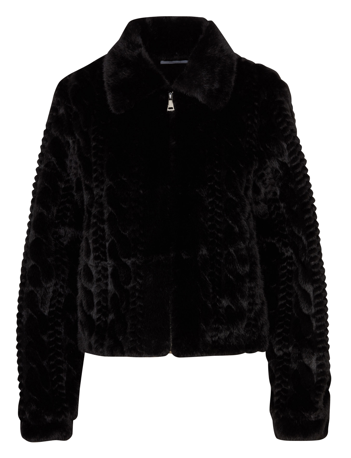 Faux fur jacket with classic collar LA FEE MARABOUTEE Black