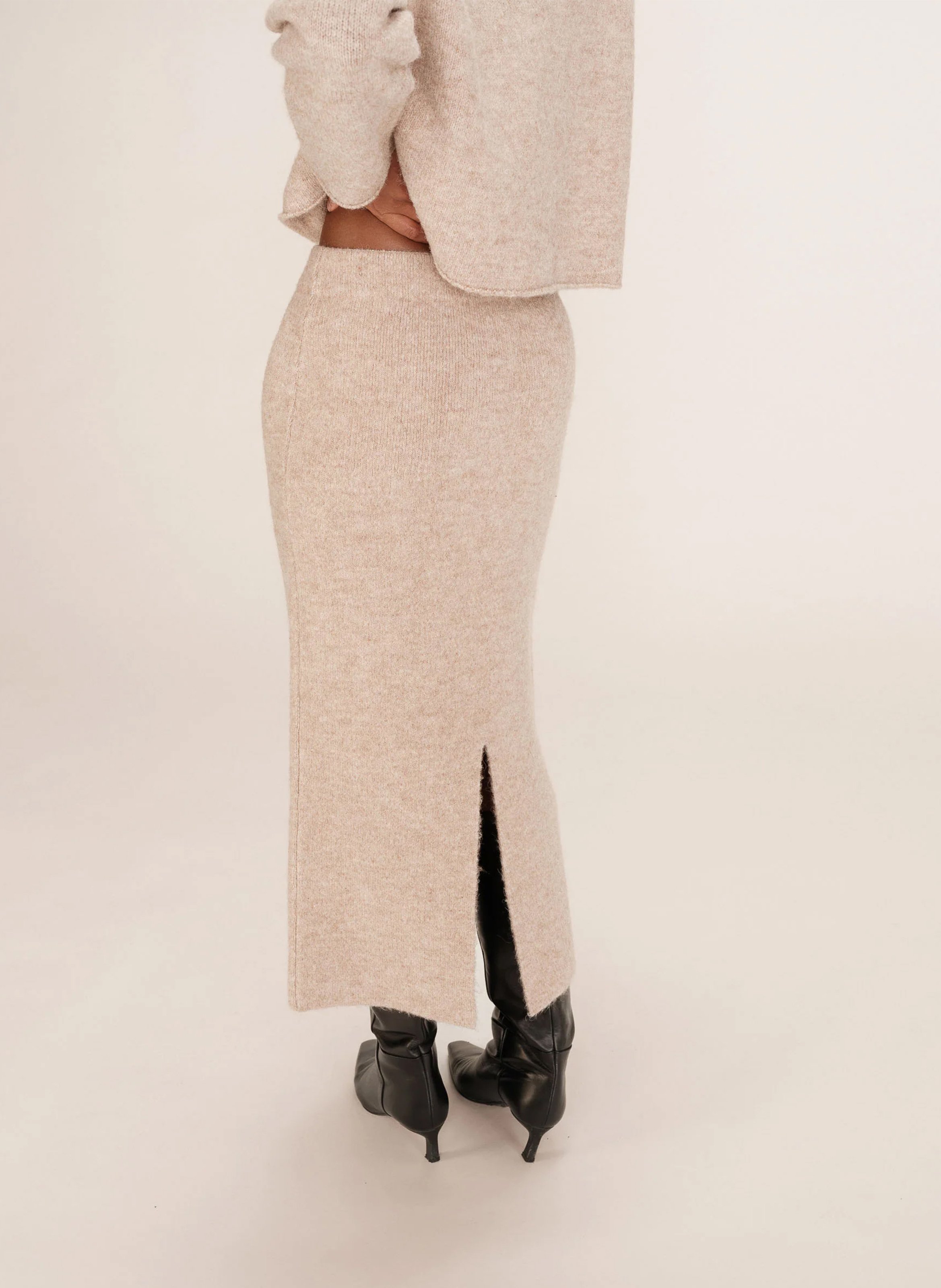 Aansluitende kokerrok in effen breisel GRACE ET MILA Bruin