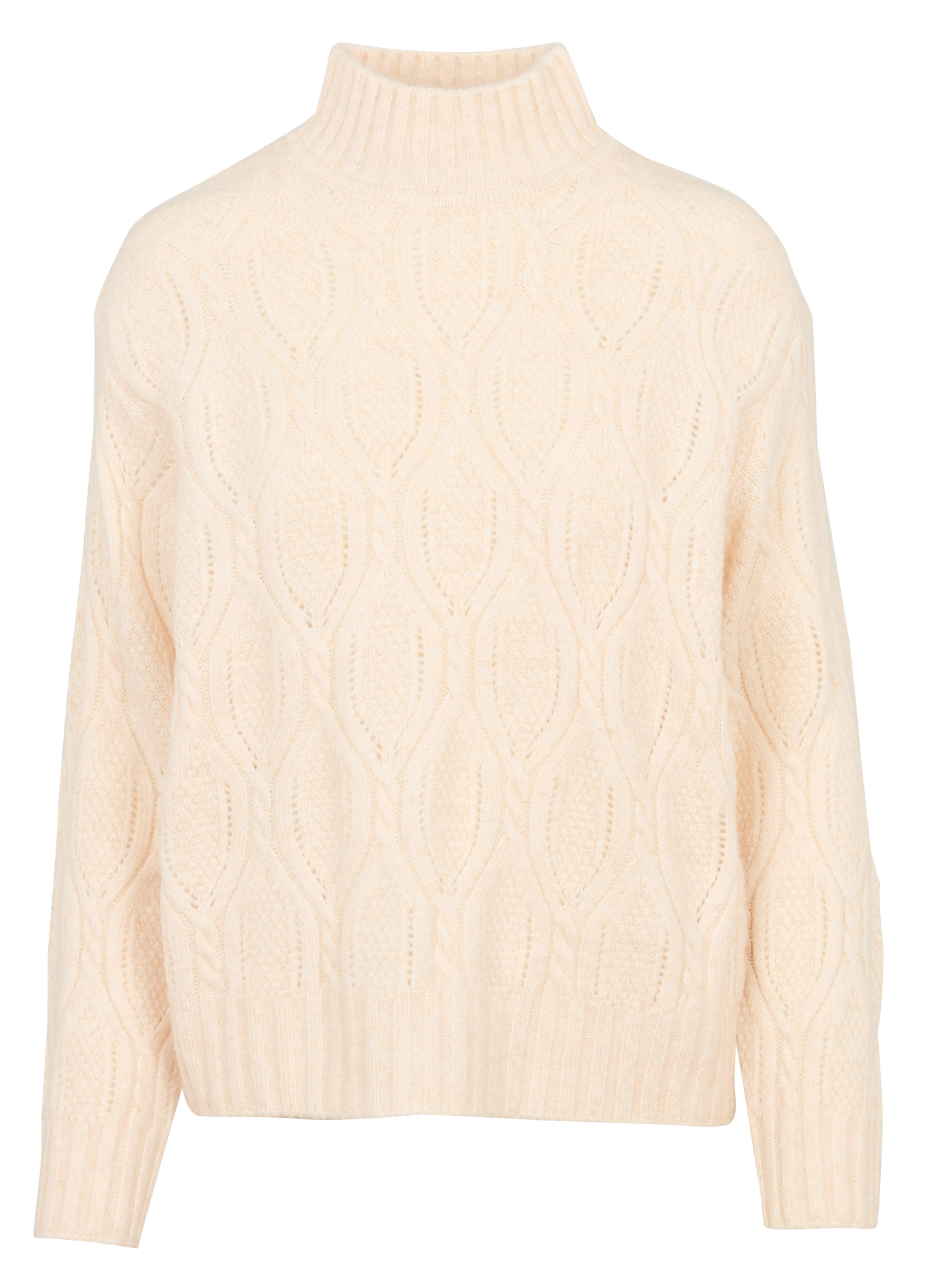 Pull droit col montant en maille torsadée KOOKAI Beige