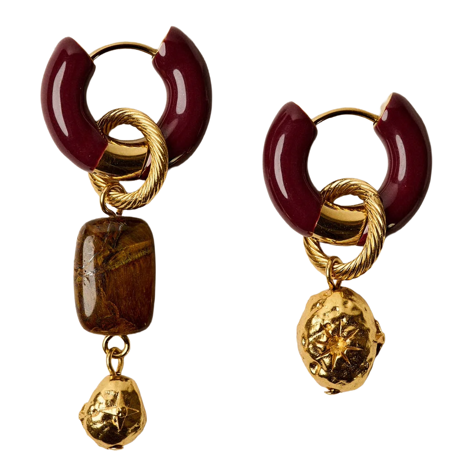 Asymmetric earrings SESSUN Brown