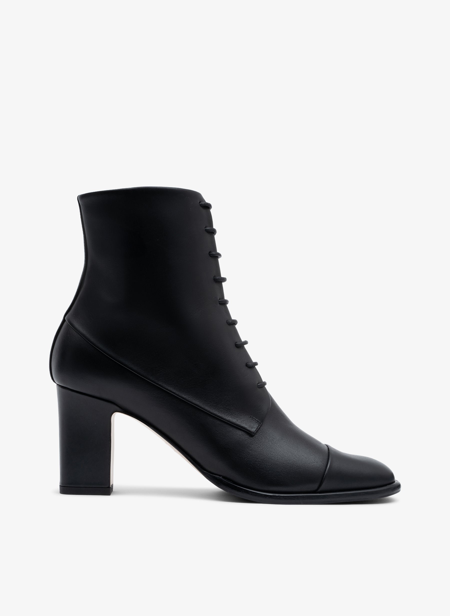 Smooth black calf leather ankle boots PARALLELE PARIS Black