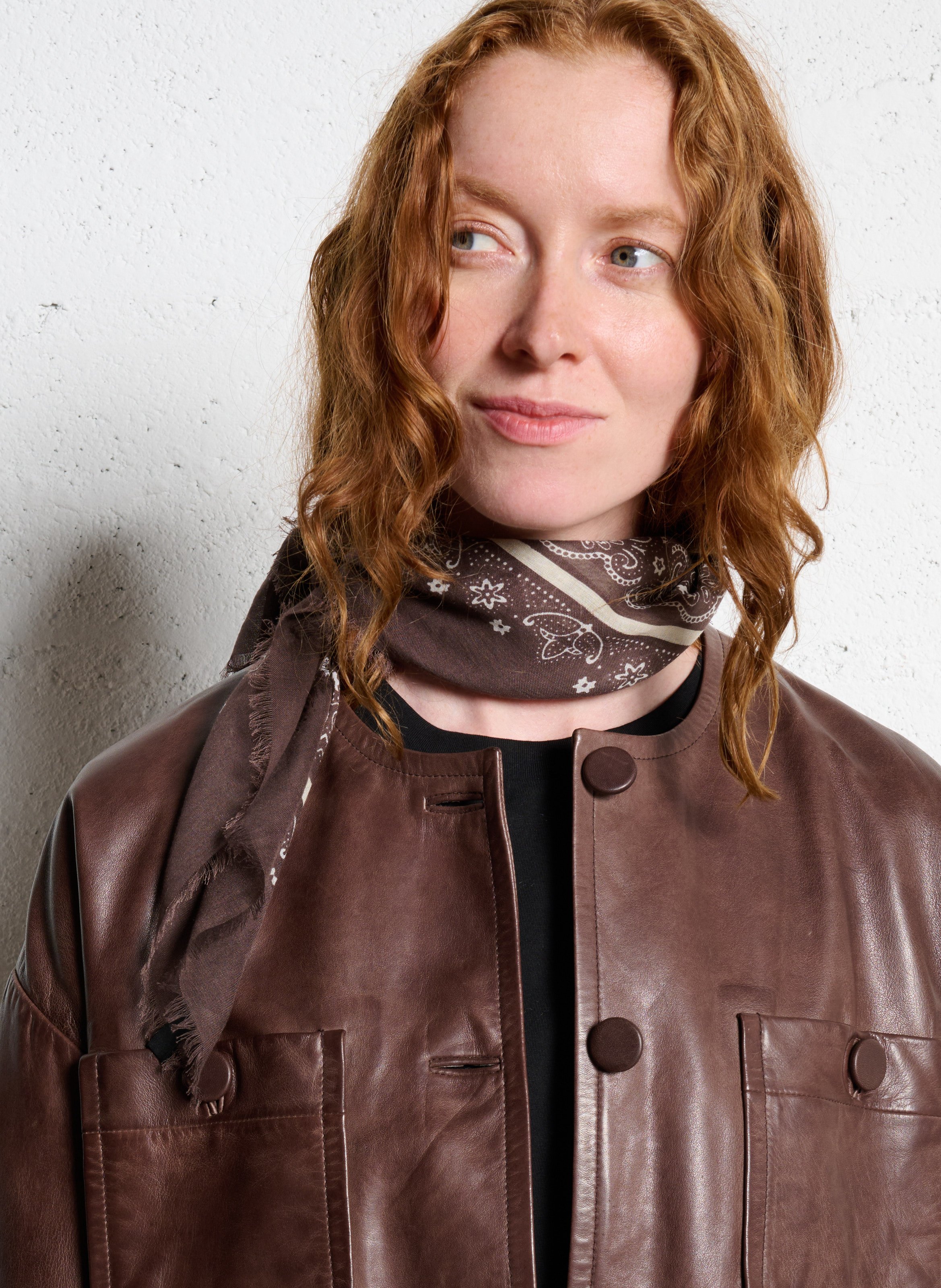 Cotton-blend floaty scarf IKKS Khaki