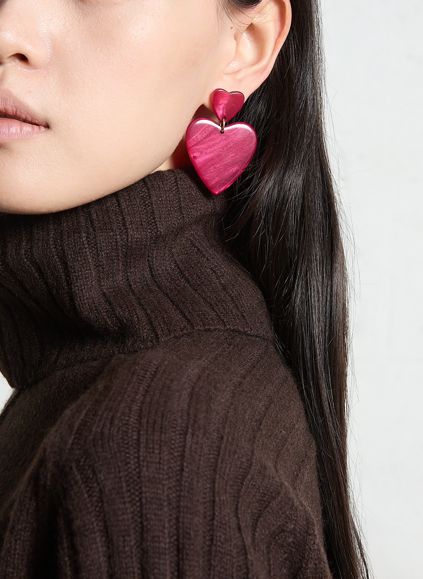 Pendientes doble corazón FEEKA Morado