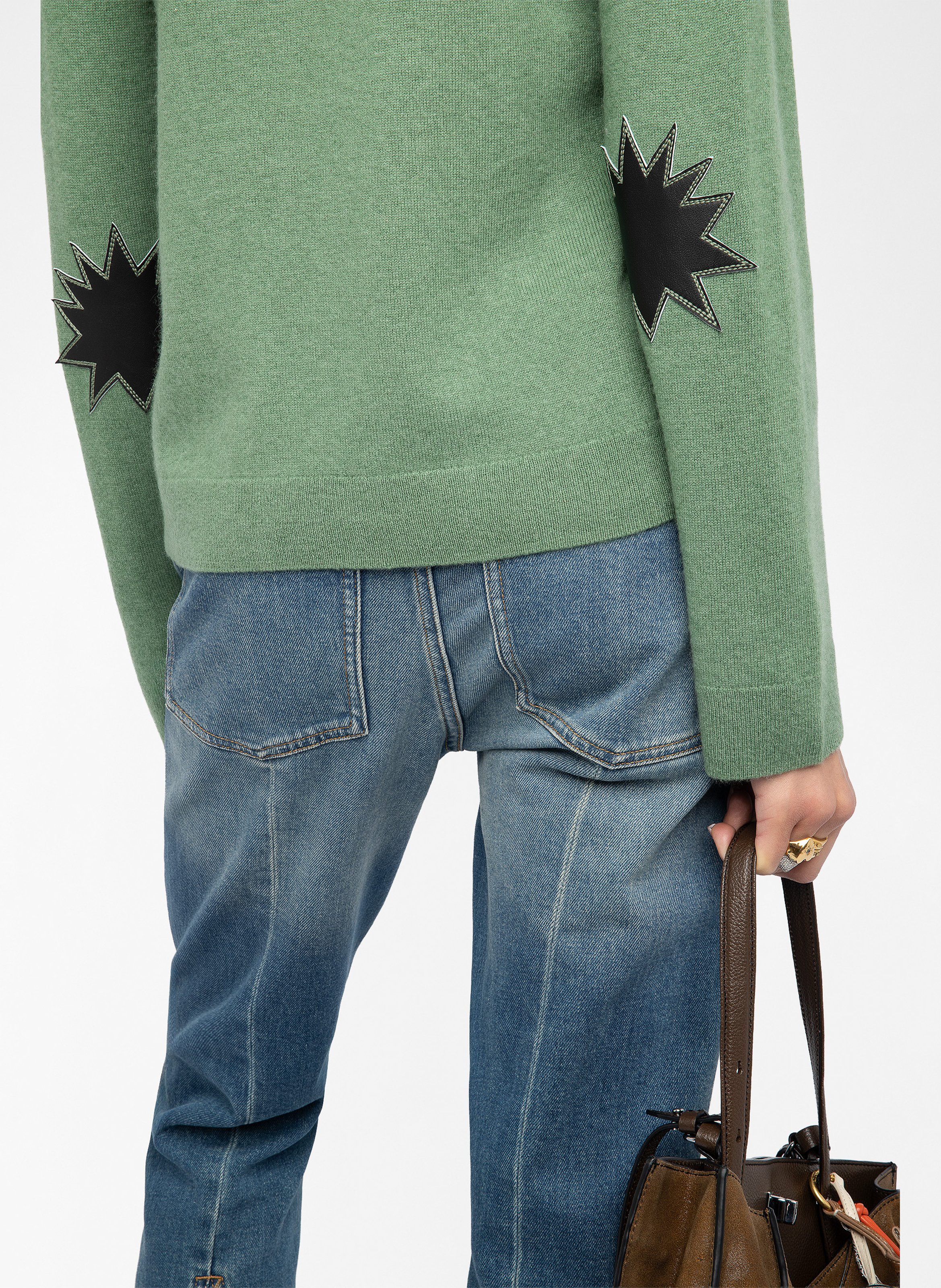 Gerader Pullover mit V-Ausschnitt aus Wolle und Kaschmir ZADIG&VOLTAIRE Grun