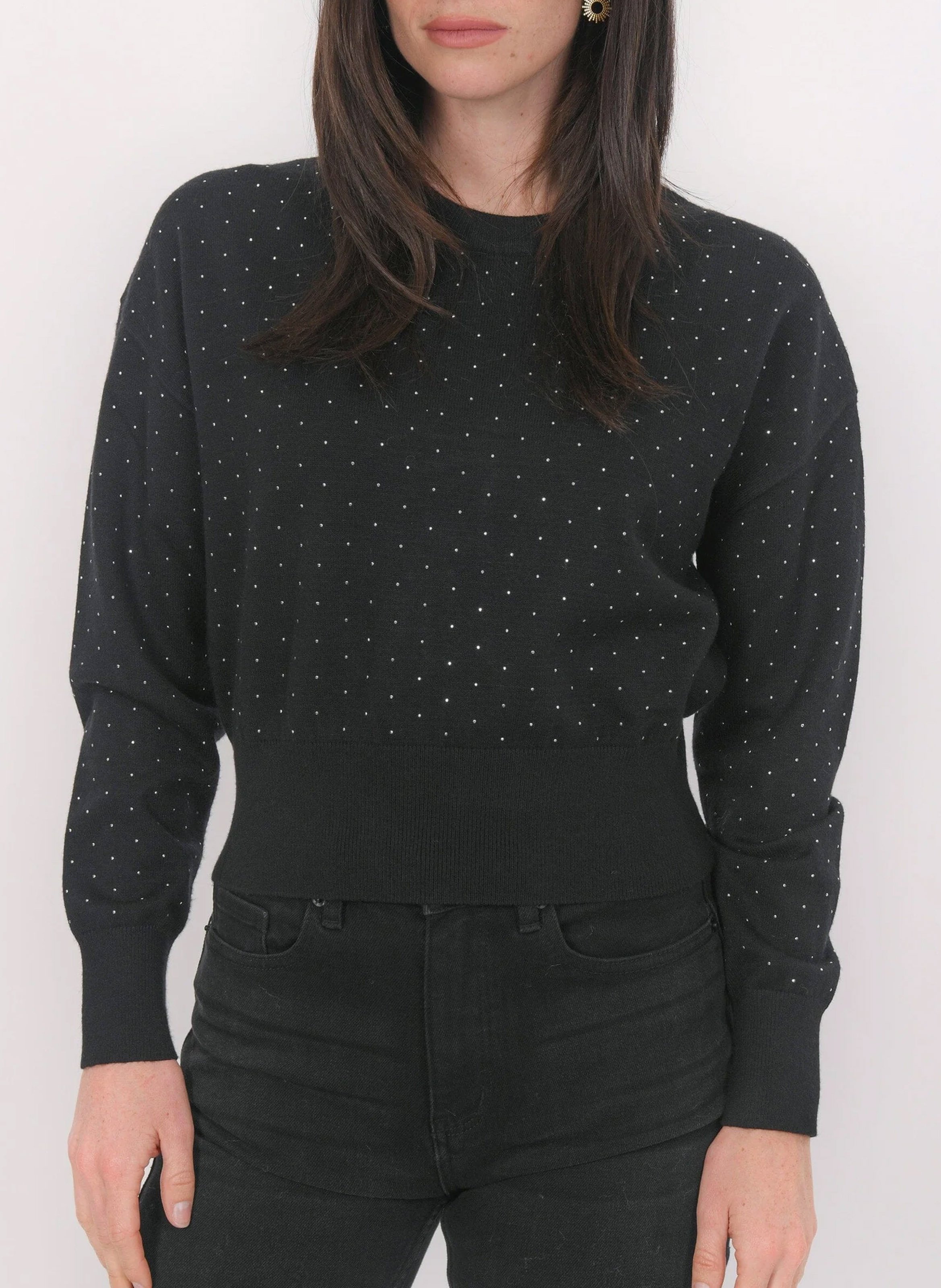 Pull oversize court col rond  KOOKAI Noir