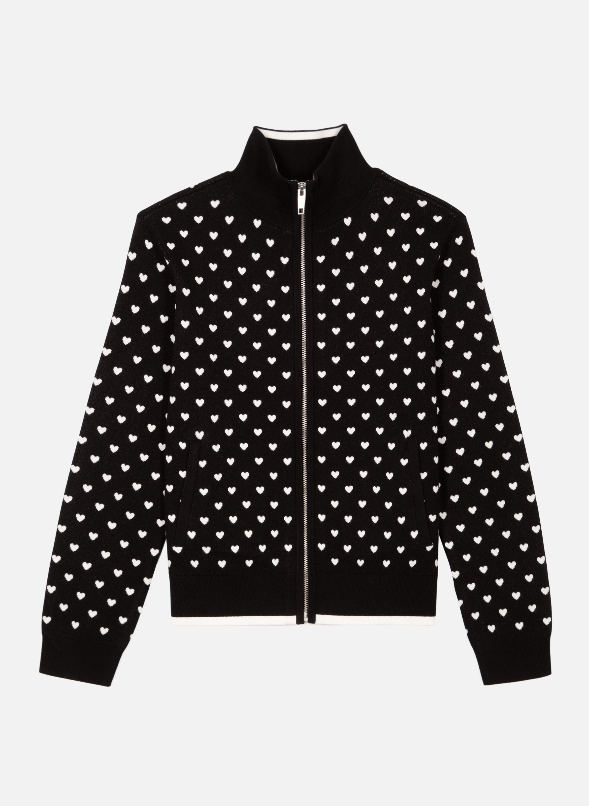 Cardigan zippé imprimé cœurs THE KOOPLES Noir