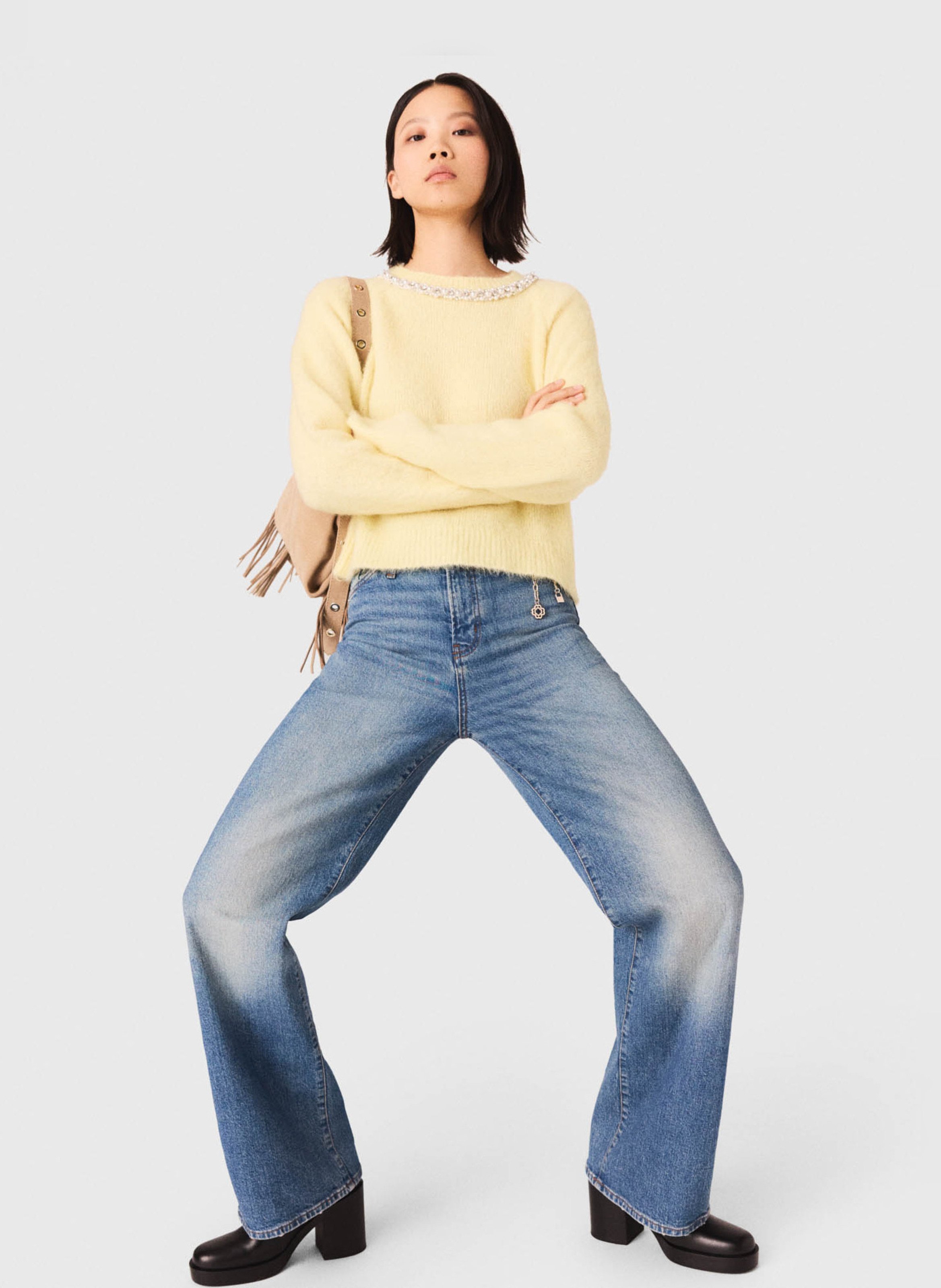 Wijde jeans van katoendenim MAJE Blauw