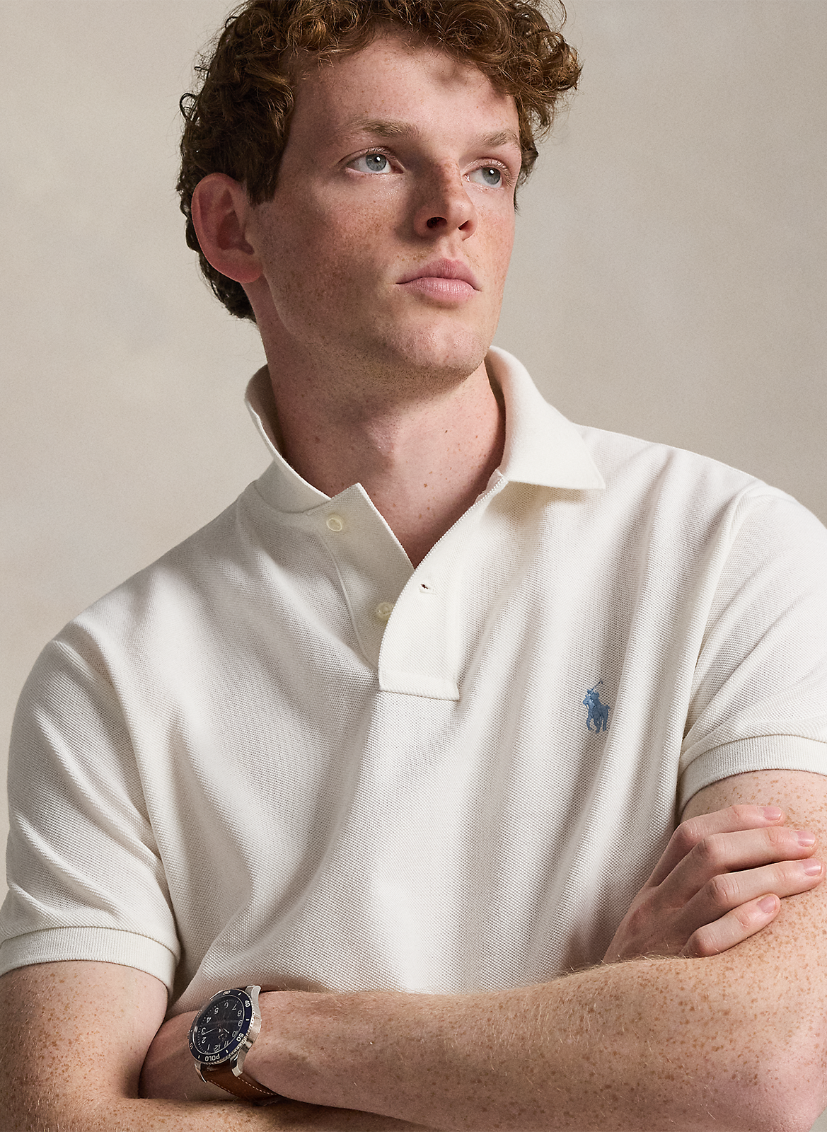 Polo custom-fit en coton piqué Blanc