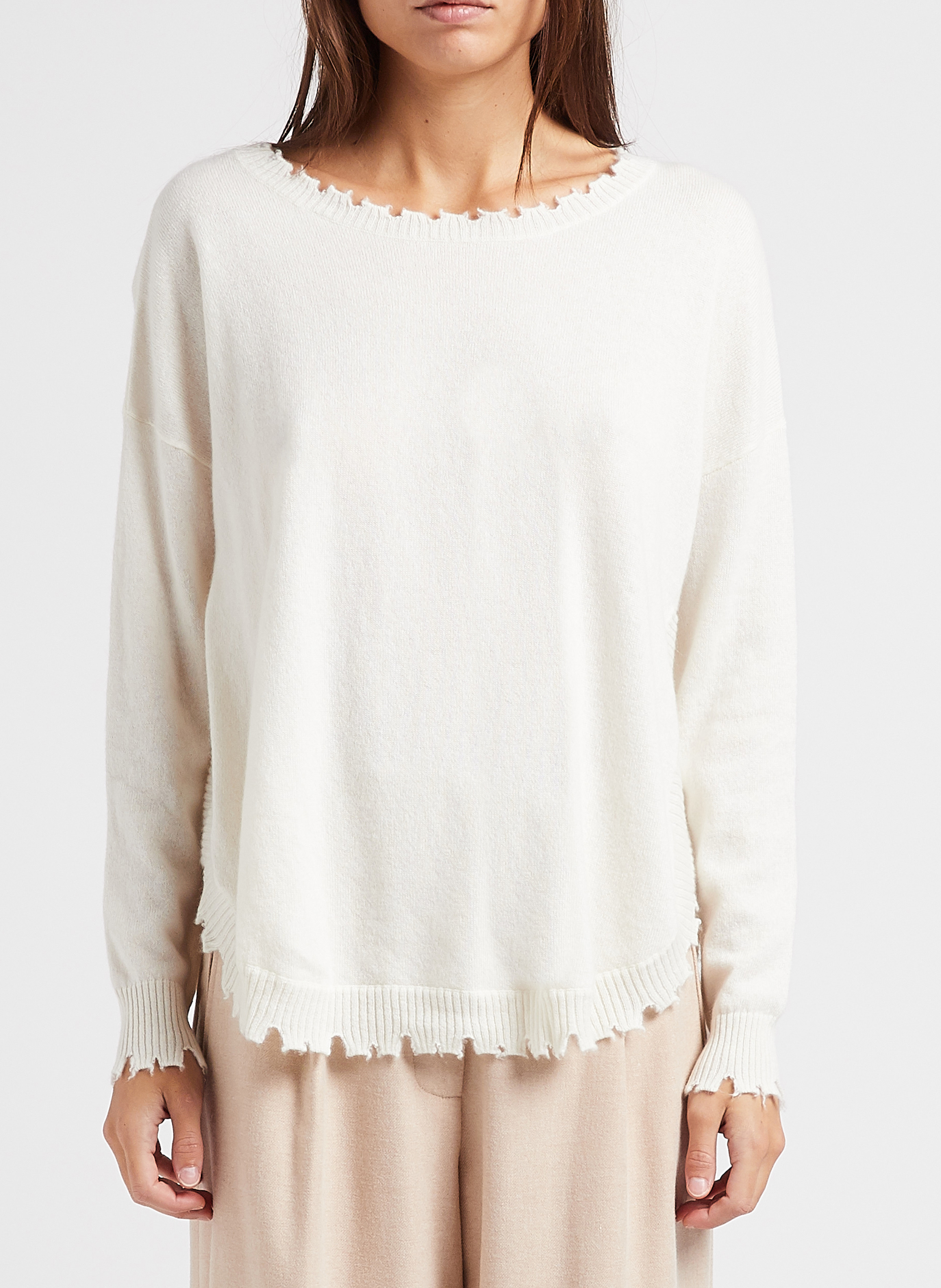 Oversized cashmere knit sweater KUJTEN White