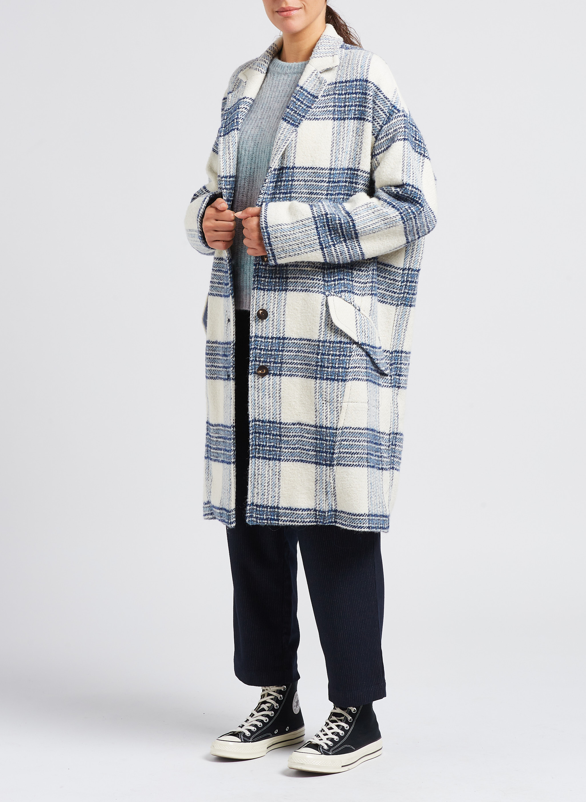 Manteau long ample à col tailleur en laine mélangée BELLEROSE Vert