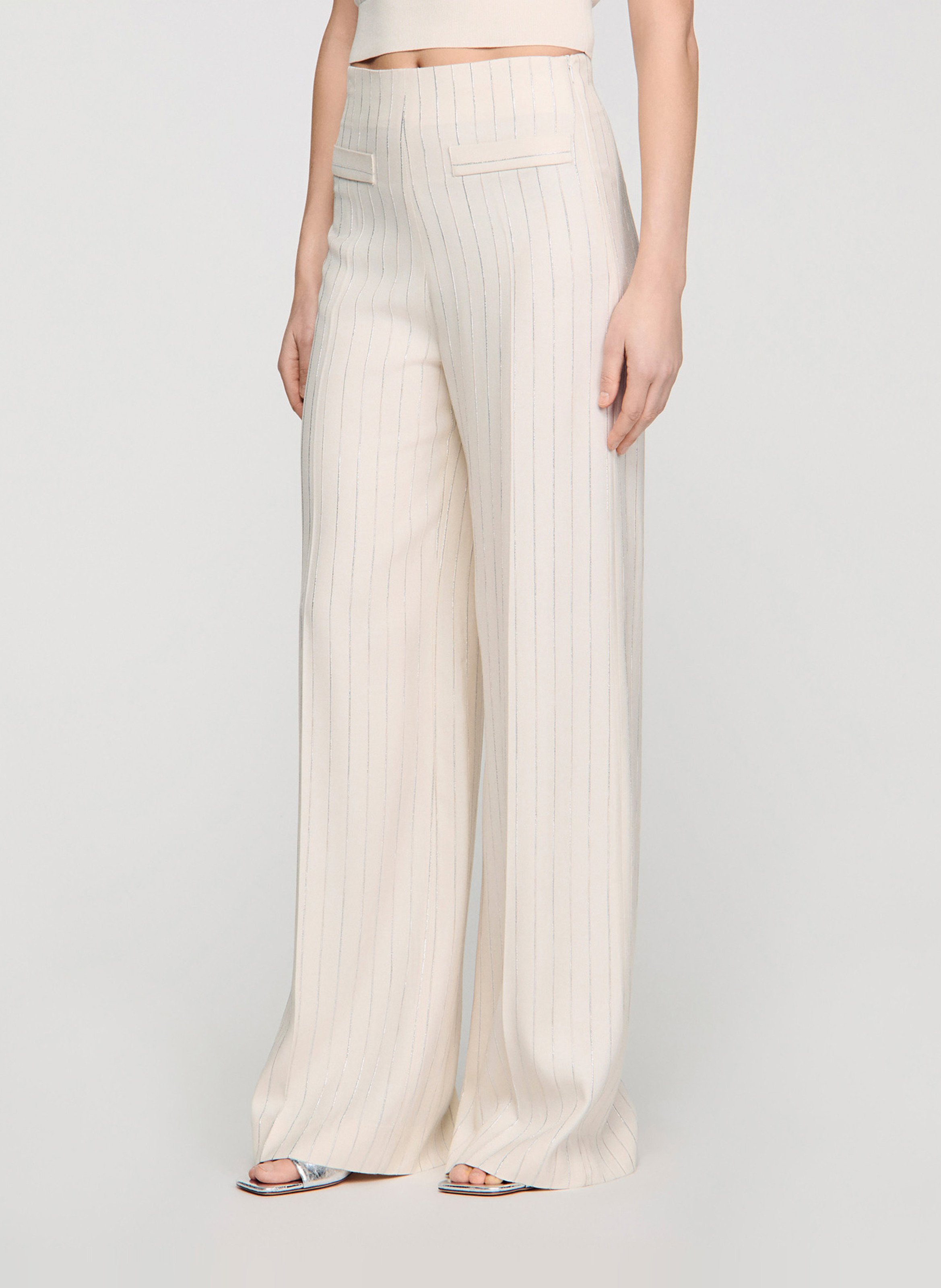 Gestreepte pantalon SANDRO Beige