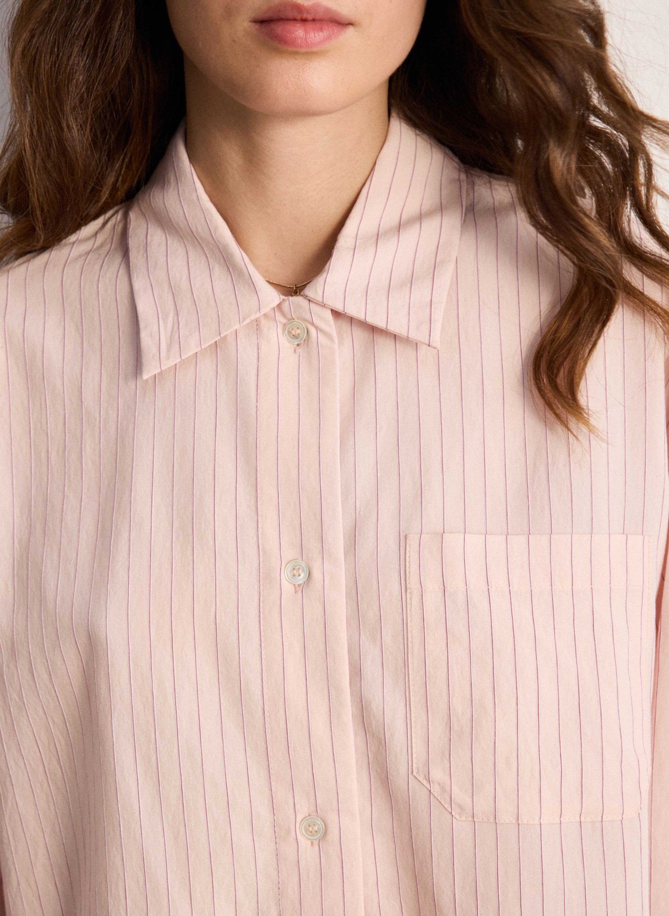 Straight striped shirt with classic collar PABLO Red