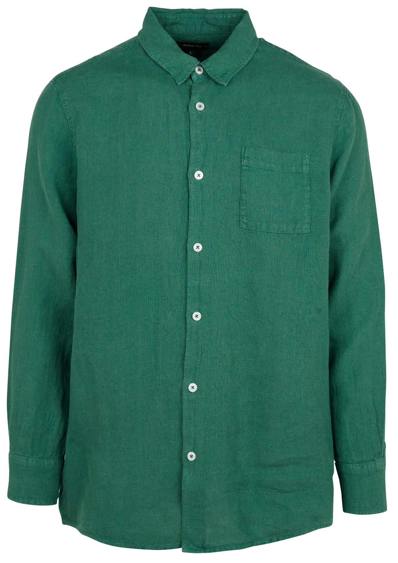 Straight linen shirt with classic collar ARMOR LUX Green