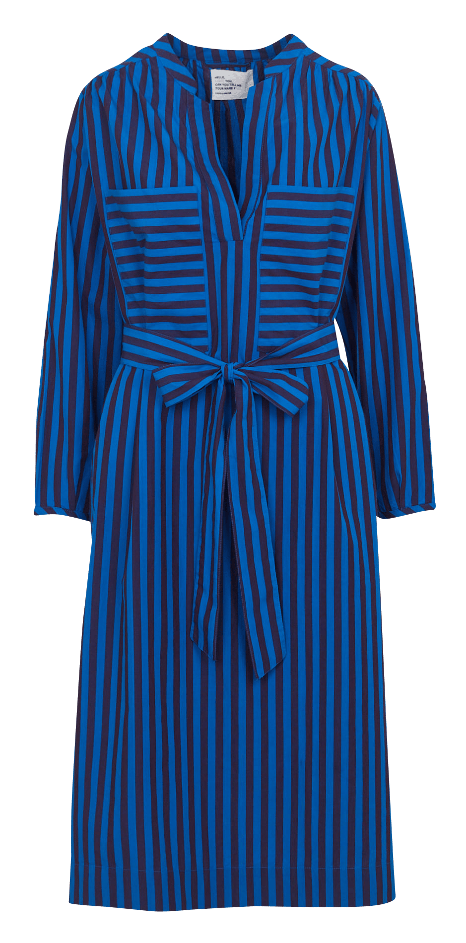 Weites Kleid mit Tunika-Kragen in Streifenmuster LEON & HARPER Blau