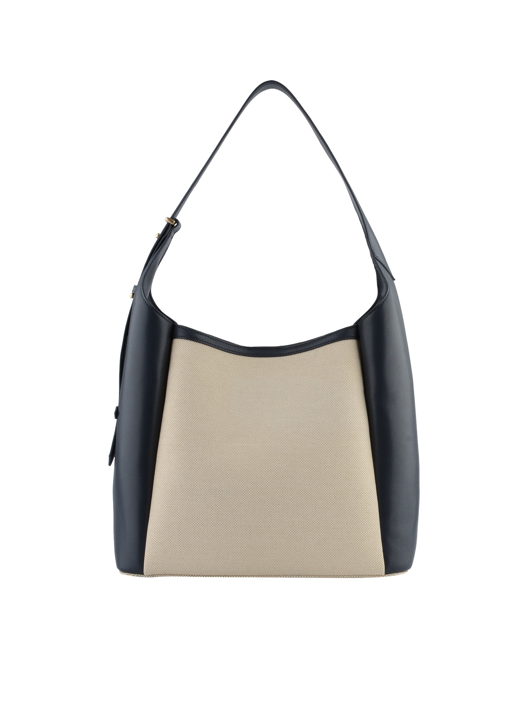 Shoulder bag in canvas trimmed with leather POURCHET Blue