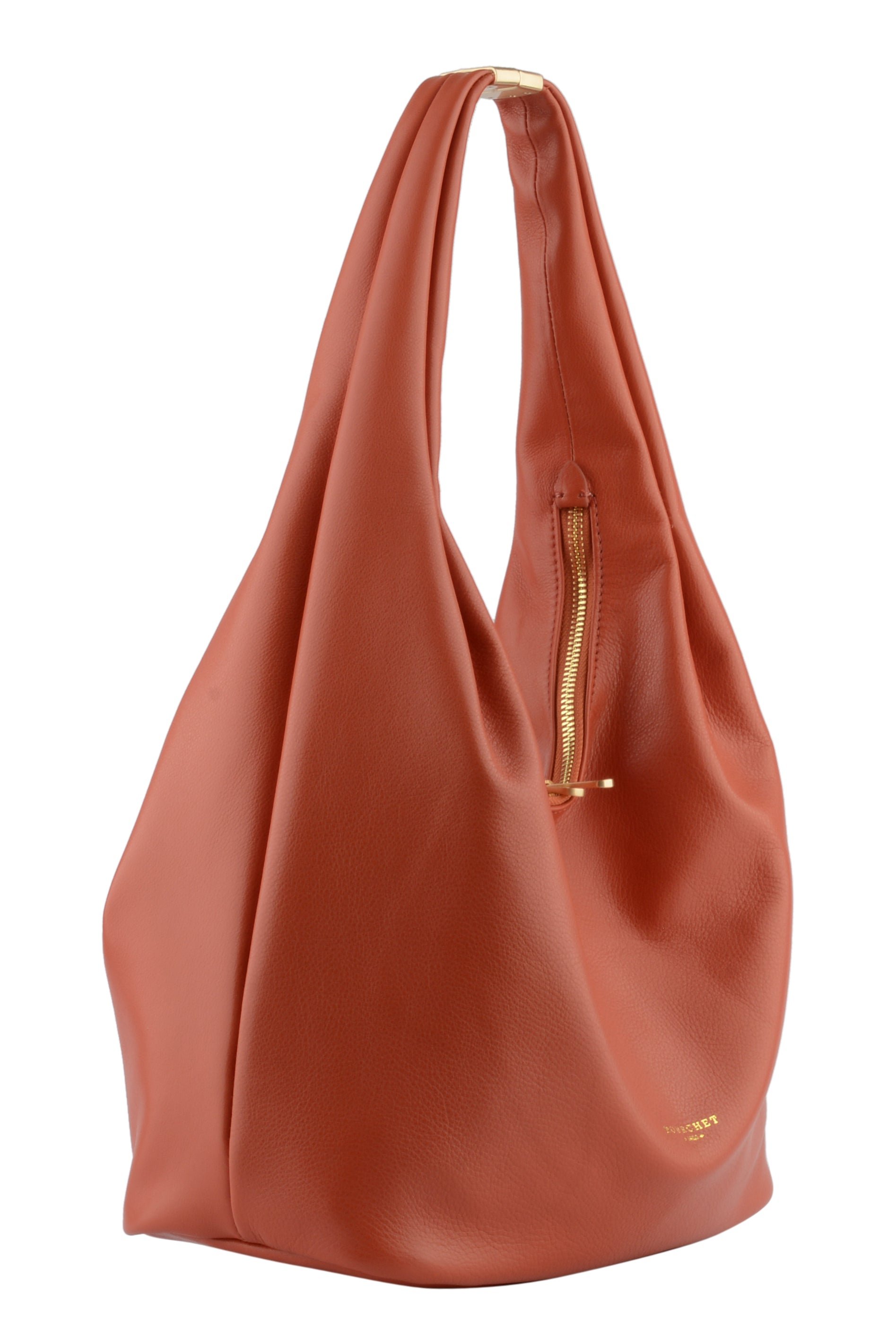 Calfskin leather shoulder bag POURCHET Orange