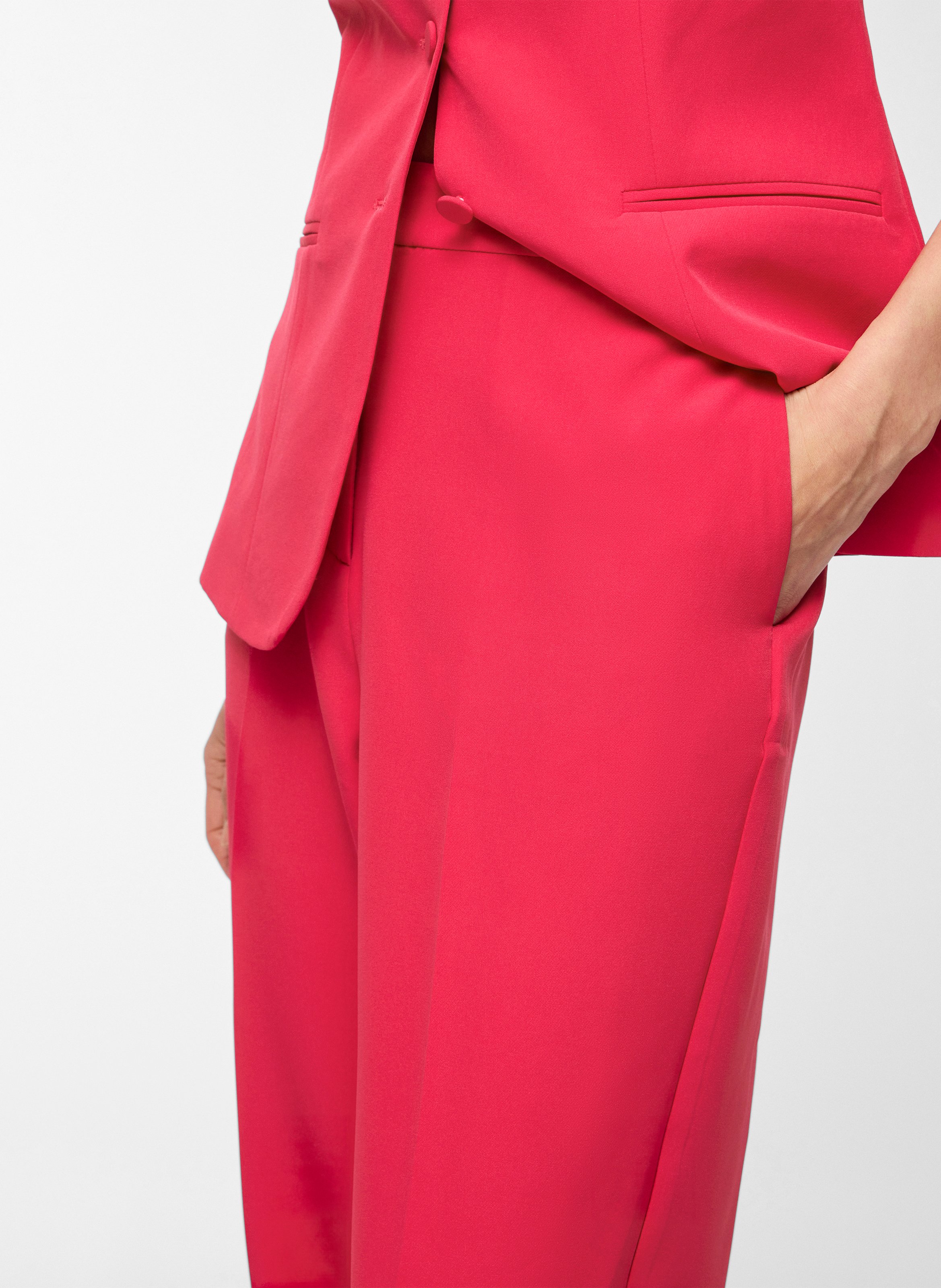 Pantalon droit taille haute VILA Rose